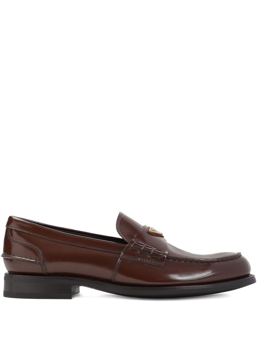 Prada Leather Loafers With Logo Plaque