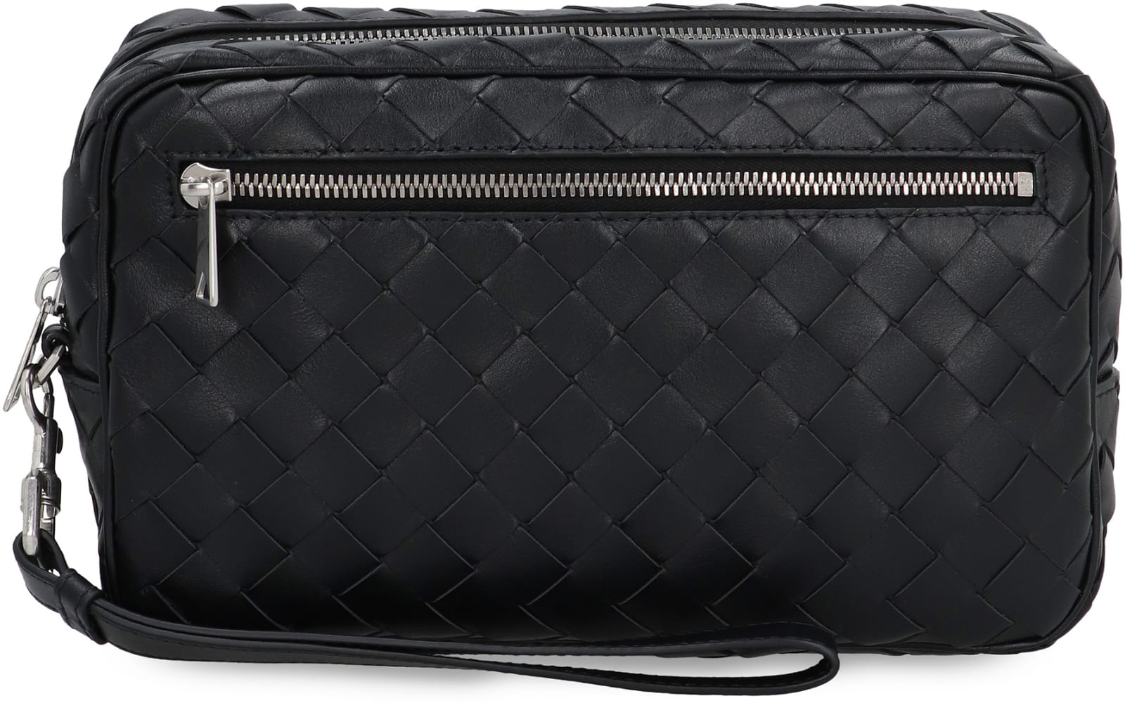 Shop Bottega Veneta Leather Pouch In Nero