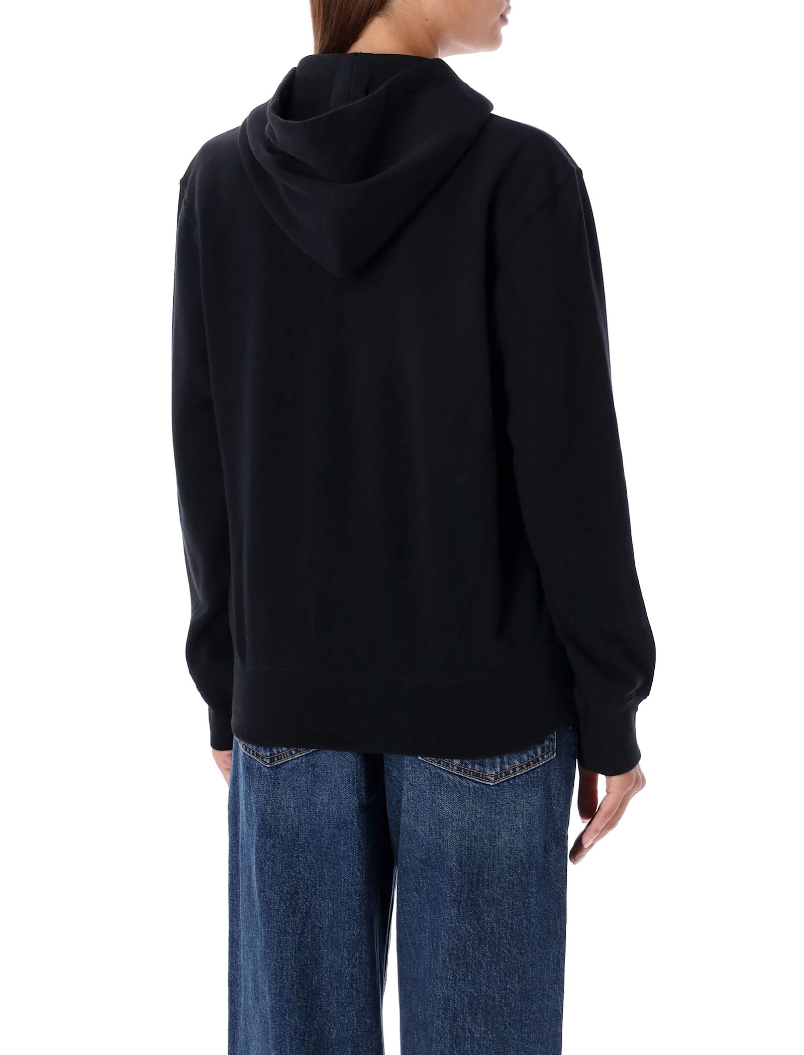 Shop Comme Des Garçons Play Zipped Hoodie With Double Heart Patch In Black