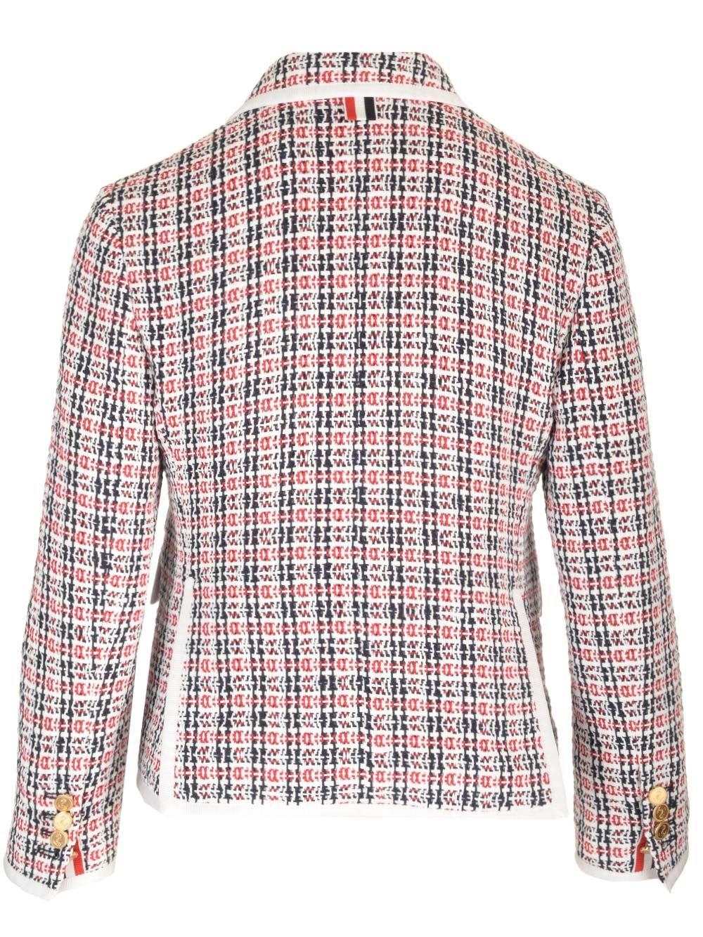 Thom Browne Check-pattern Buttoned Tweed Jacket In Multicolour