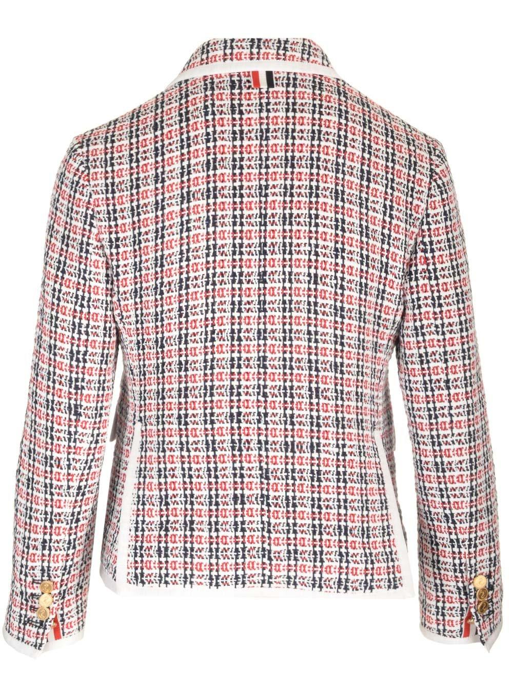 Shop Thom Browne Check-pattern Buttoned Tweed Jacket In Multicolour