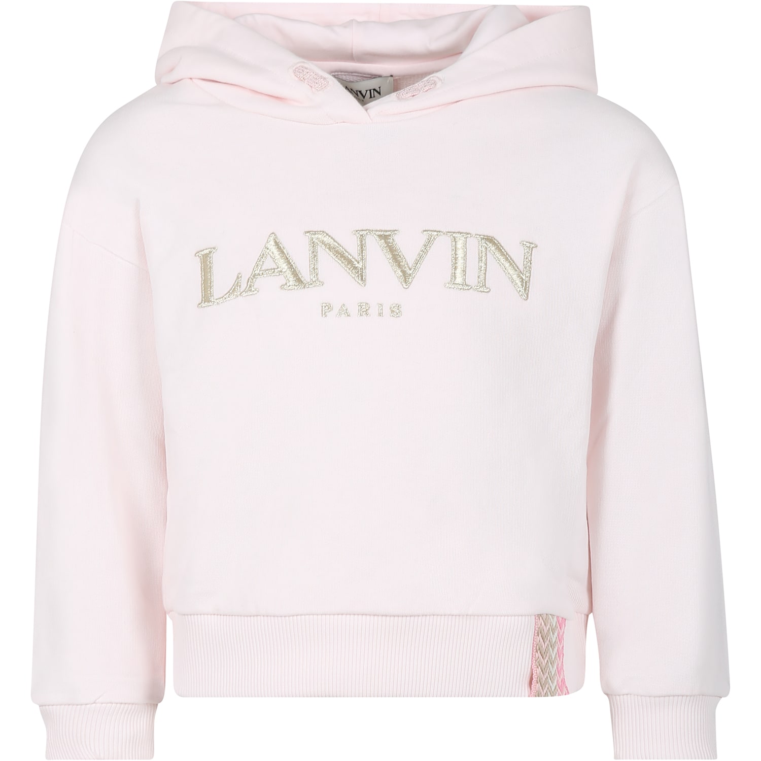 Shop Lanvin Pink Sweatshirt With Hood For Girl With Logo In Rosa