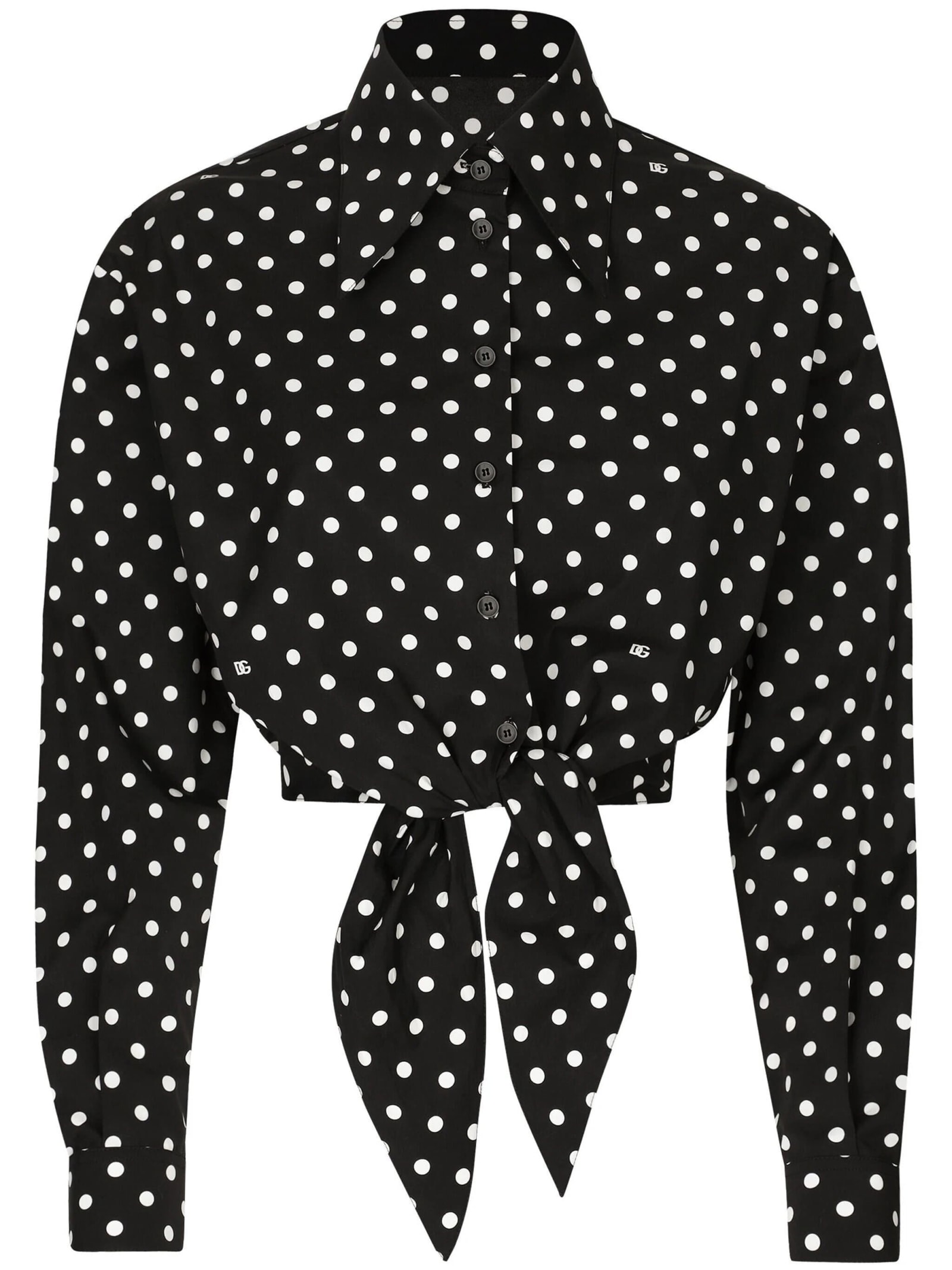 Dolce & Gabbana Camicia St Pois Piccolo In Hnzqw Nero Bianco