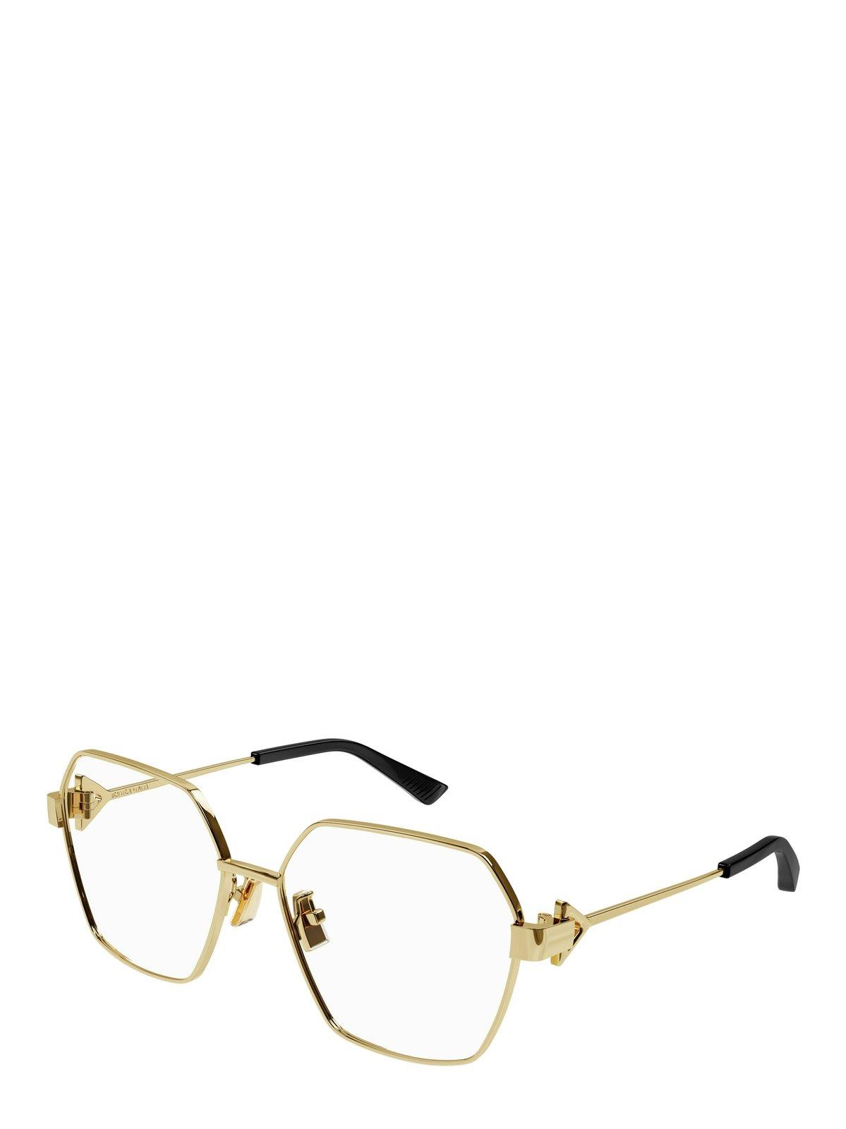 Shop Bottega Veneta Geometric Frame Glasses In 002 Gold Gold Transparent