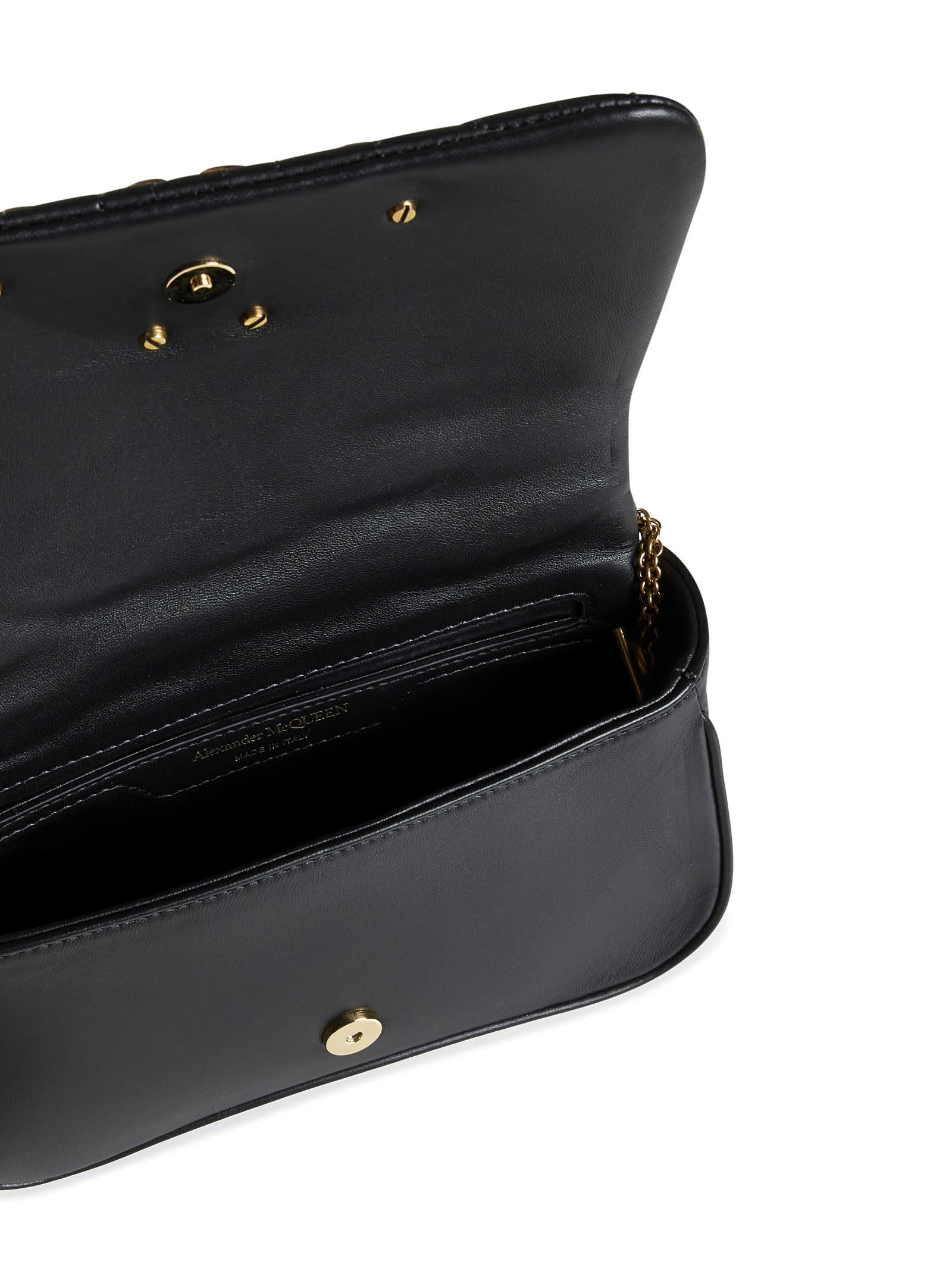 Alexander Mcqueen The Seal Mini Embellished Quilted Leather Shoulder Bag In Black