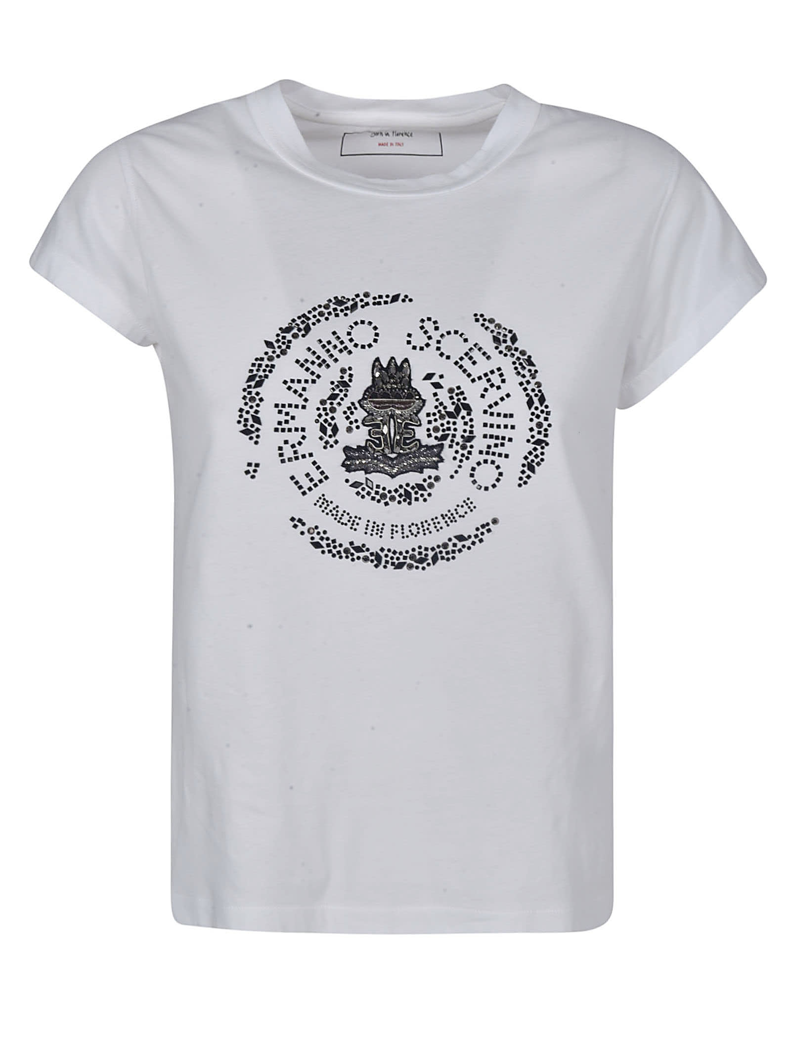 Ermanno Scervino Printed Short Sleeve T-shirt In Bianco