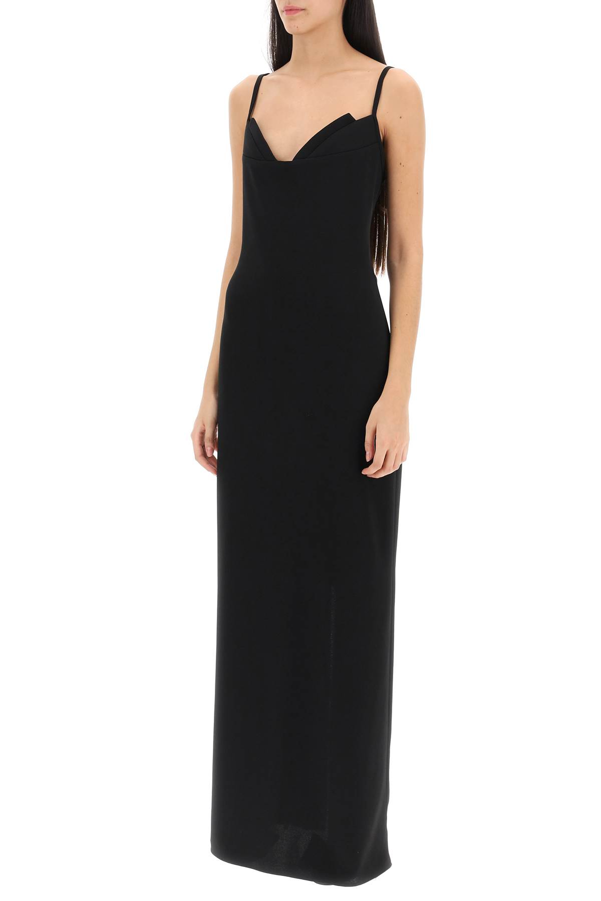 Shop Mvp Wardrobe Manzoni Maxi Slip Dress In Nero (black)