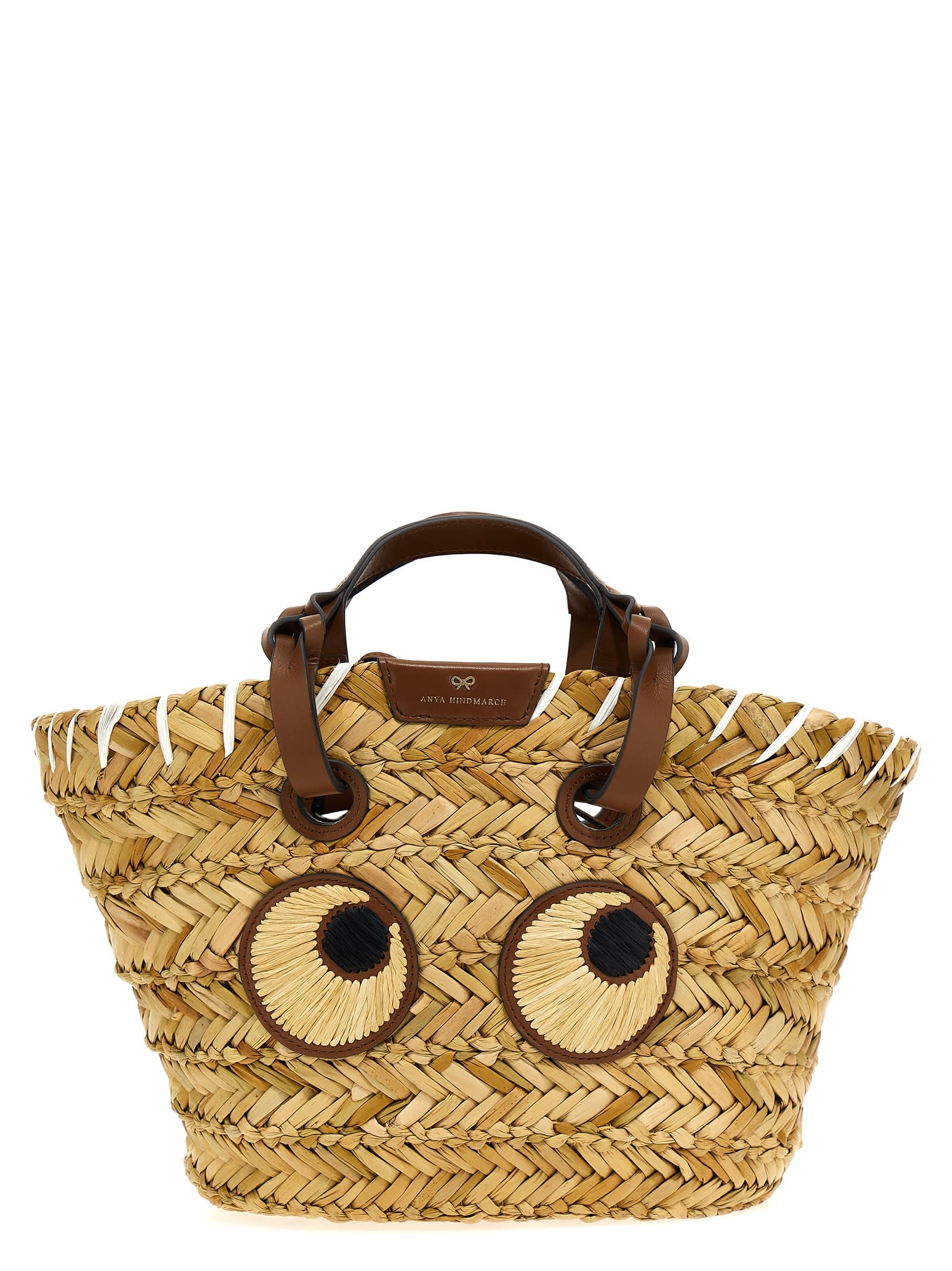 Shop Anya Hindmarch Paper Eyes Small Shopping Bag In Beige