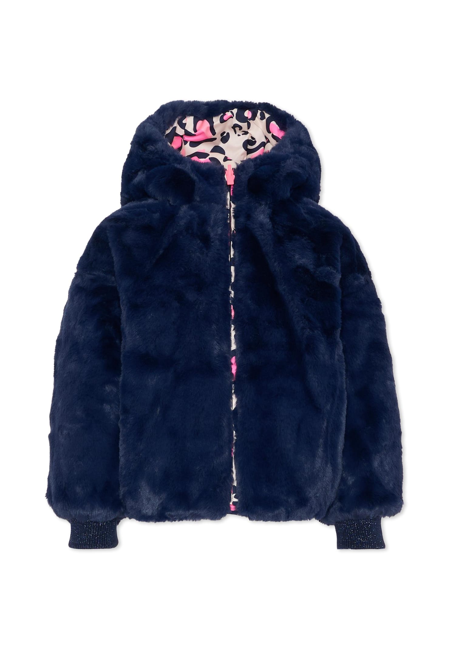 Billieblush Pink Reversible Down Jacket For Girl With Print In Multi