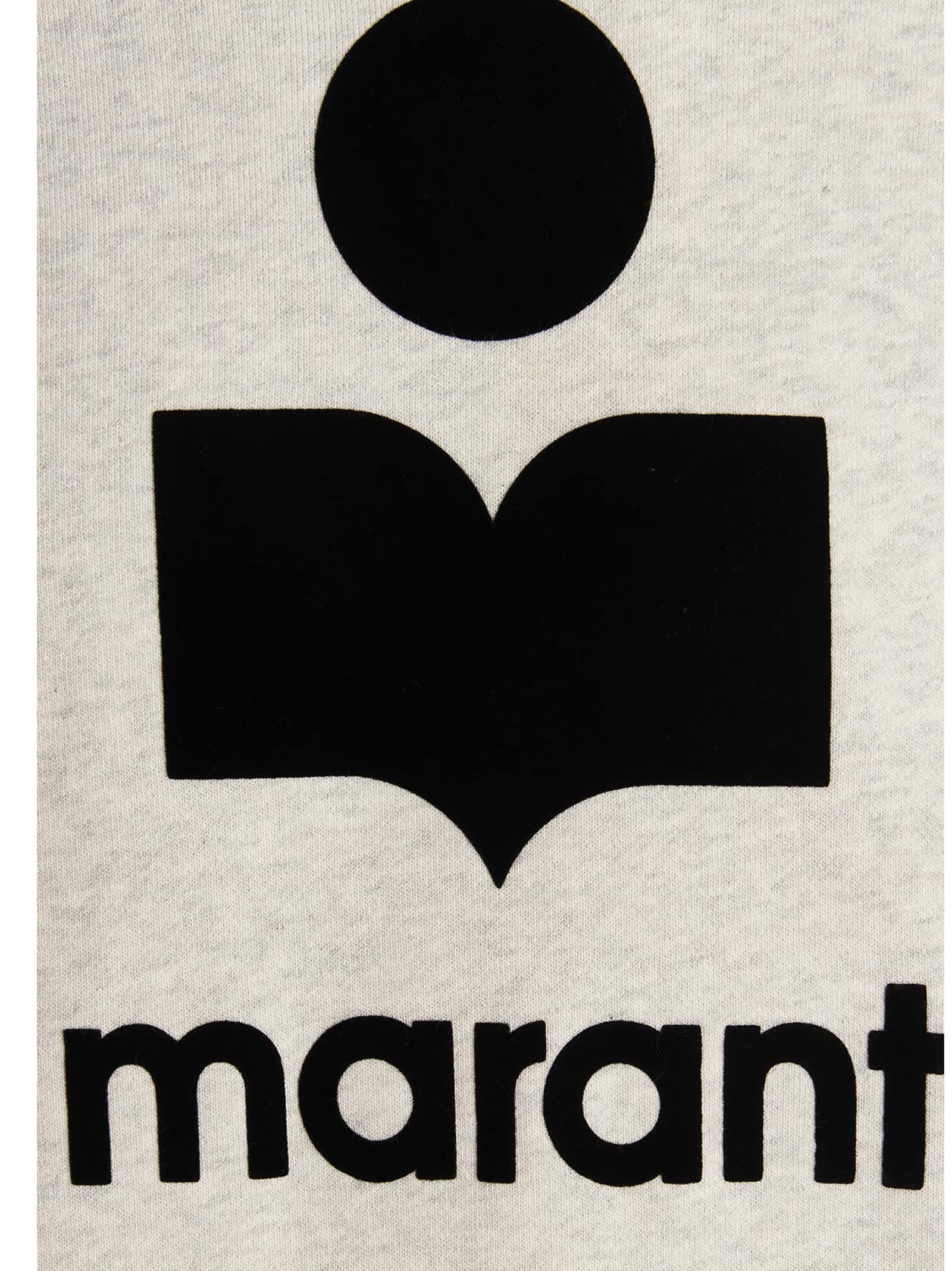Shop Isabel Marant Flocked Logo Hoodie In Ecru