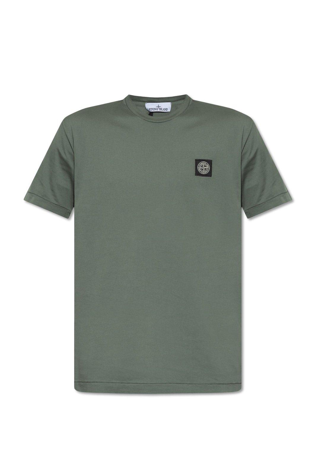 Shop Stone Island Logo Patch Crewneck T-shirt In Verde