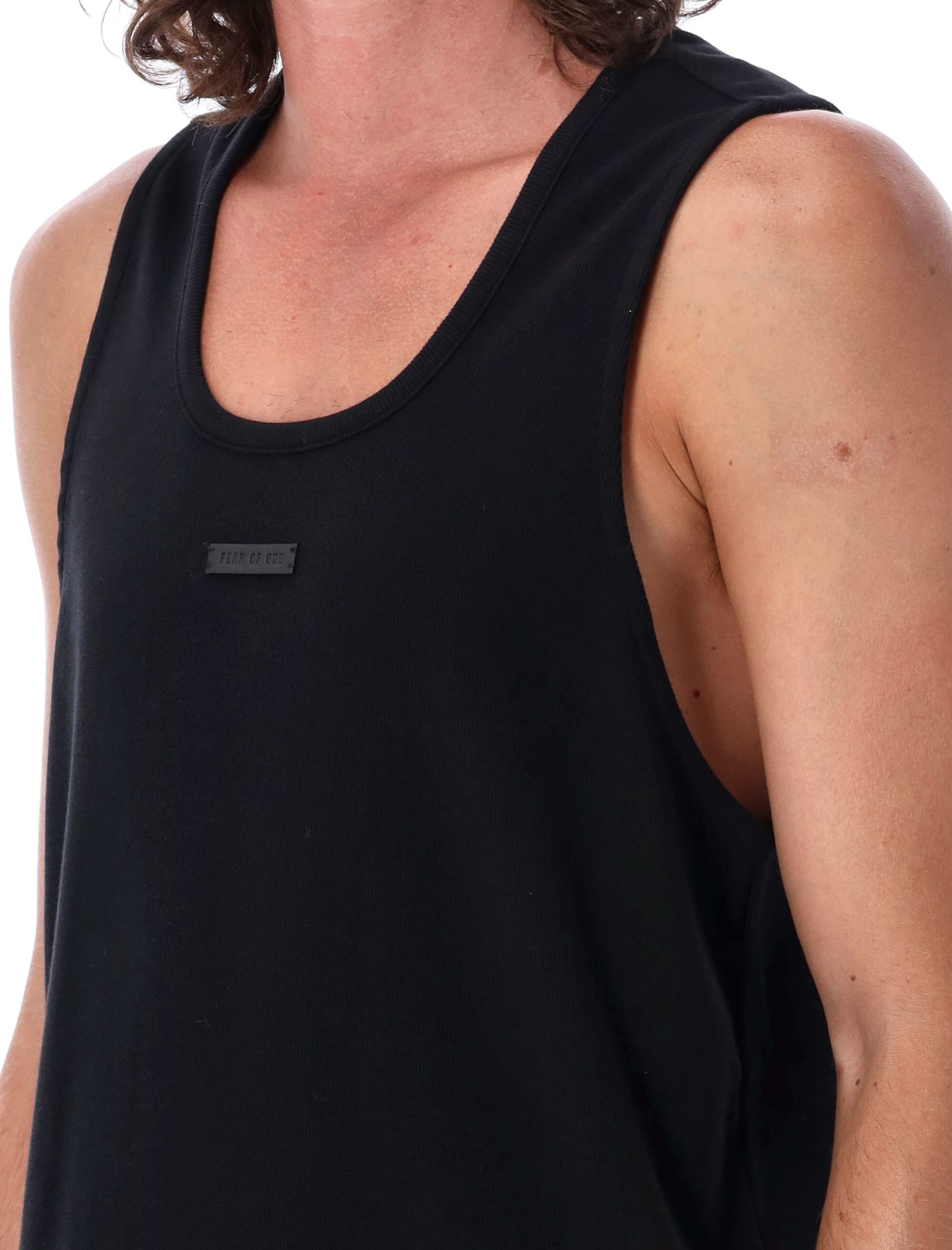 Shop Fear Of God Ribbed Tank In Black