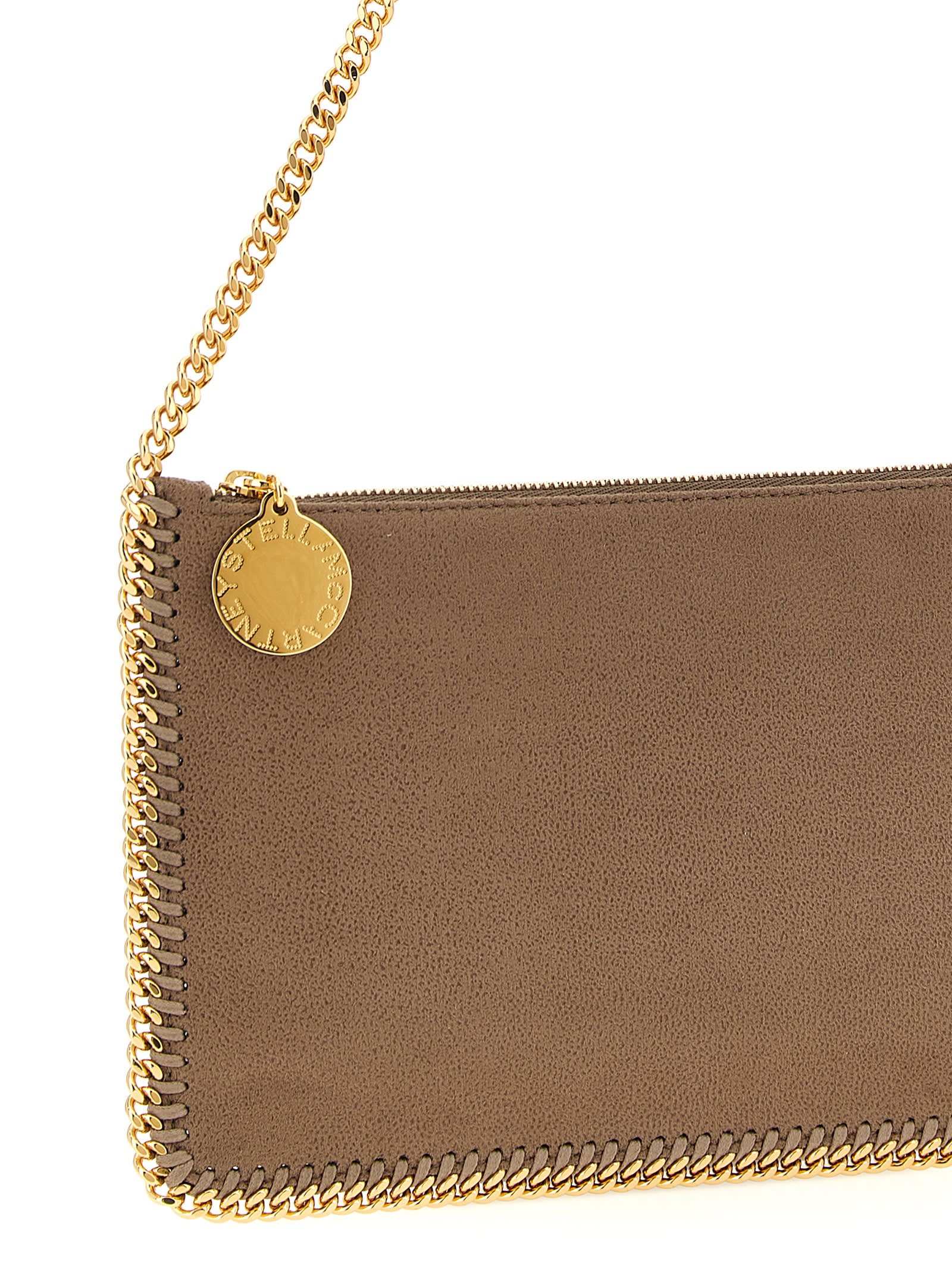Stella Mccartney Falabella Logo Charmed Shoulder Bag In Sand