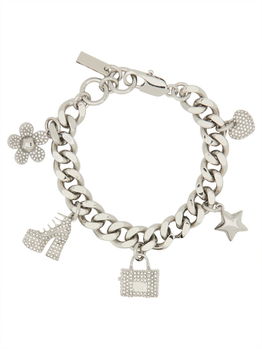Marc Jacobs The Pave Mini Icon Charm Bracelet In Silver