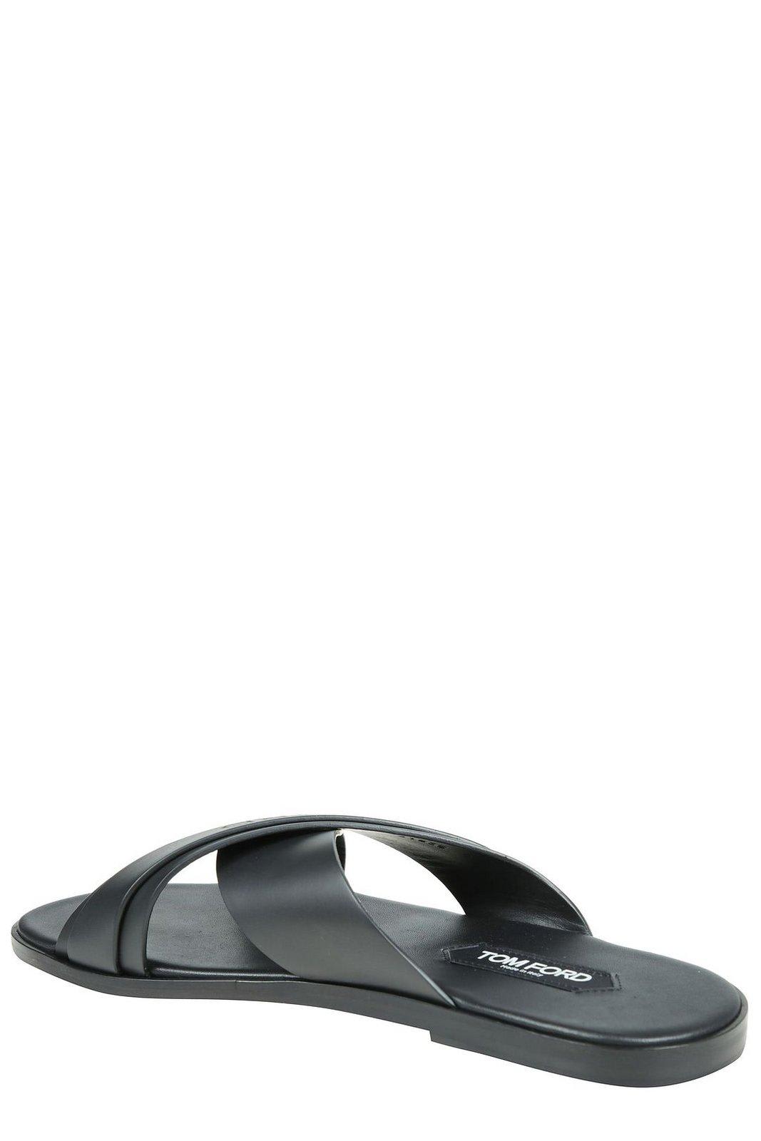 Shop Tom Ford Logo Perforated Open Toe Sandals