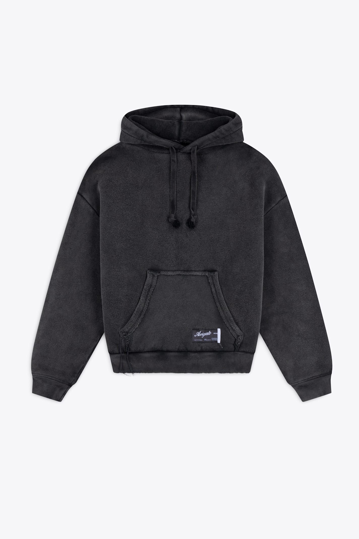 Element Distressed Hoodie Washed black cotton hoodie with drawstring - Element Hoodie