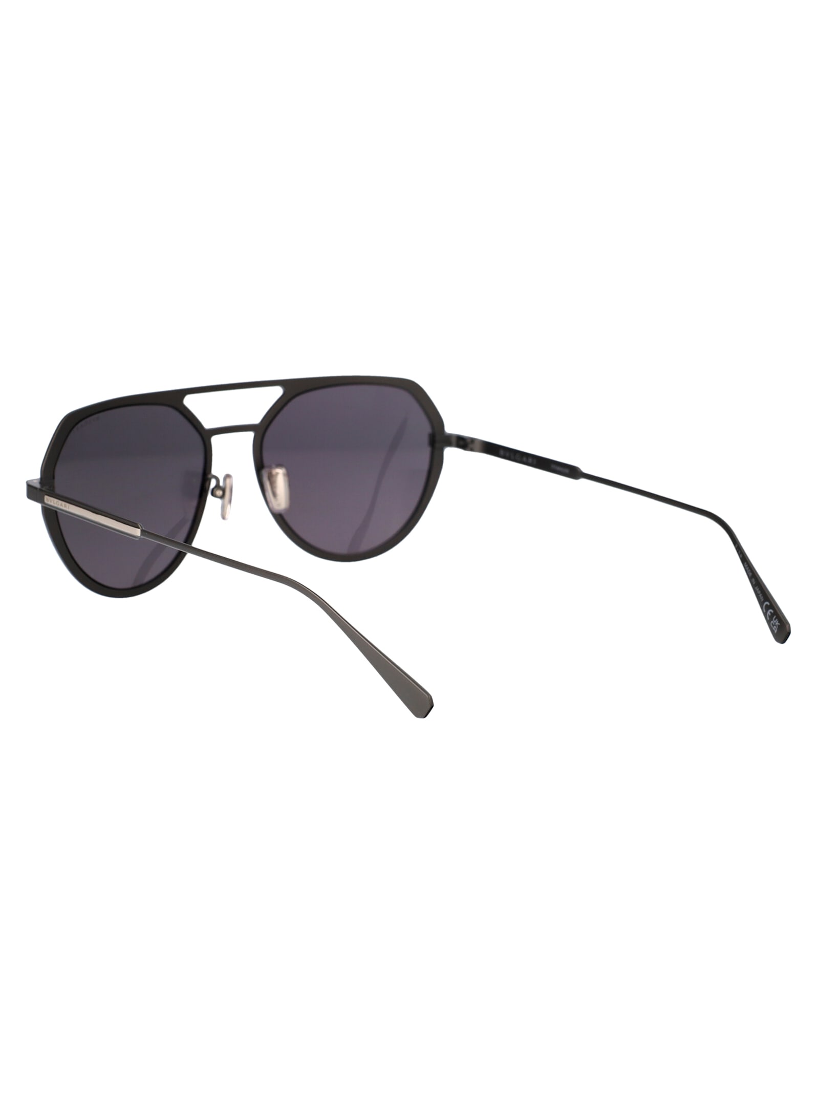 Shop Bulgari Octo Sunglasses In 15c Matte Light Ruthenium / Smoke Mirror