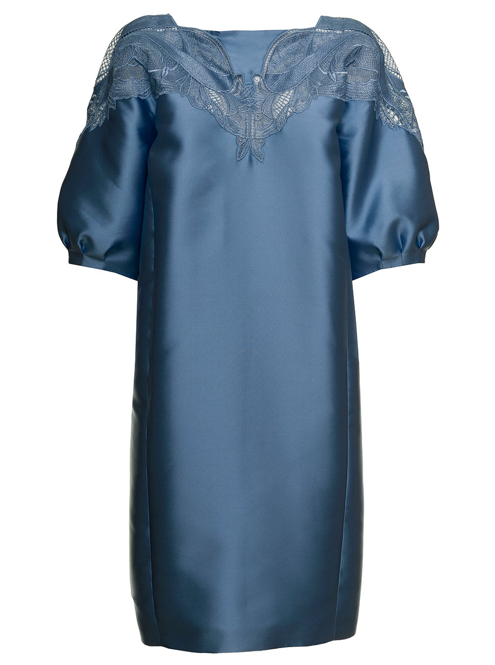 Alberta Ferretti Light Blue Mikado Silk Satin Dress