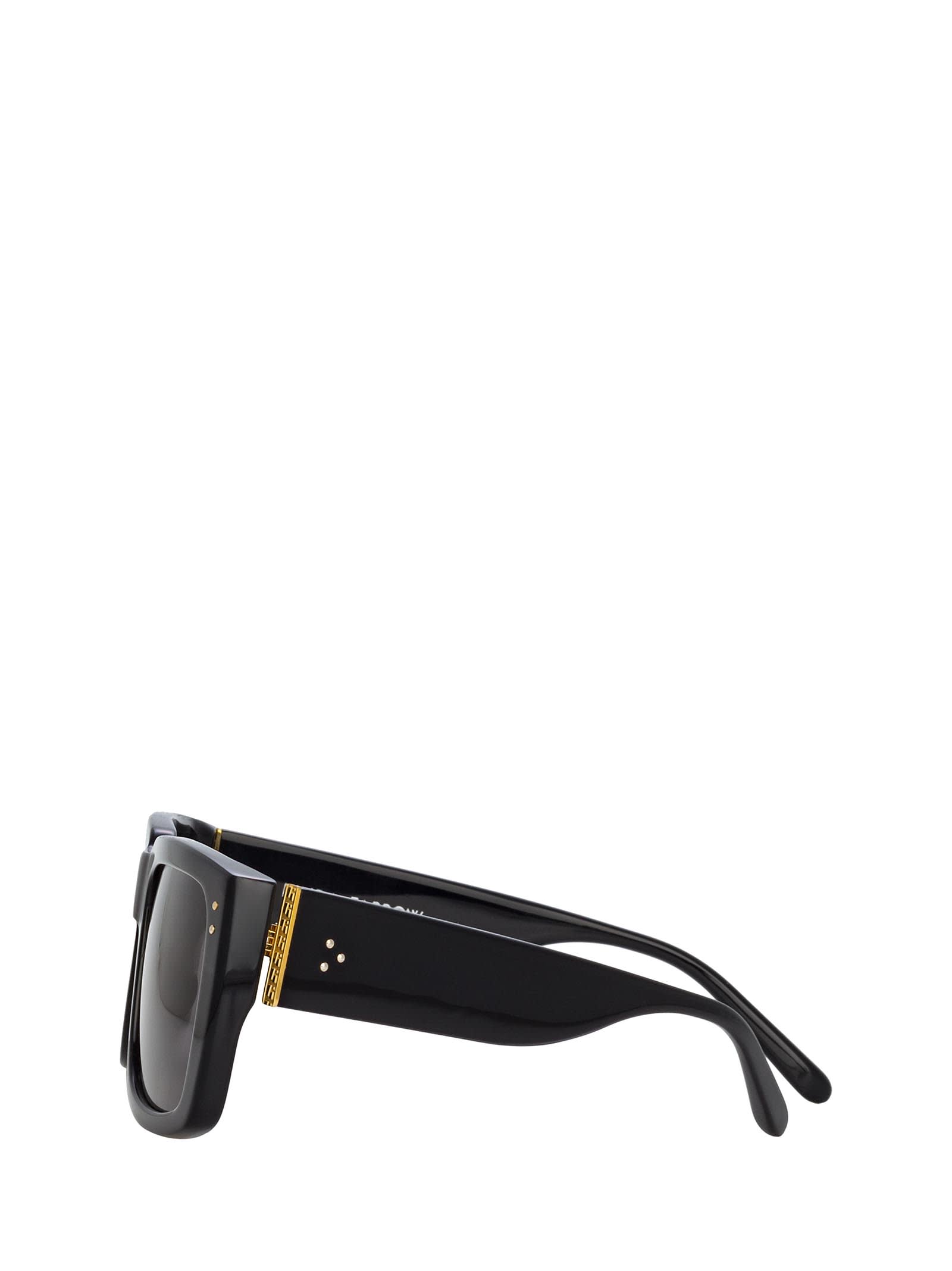 Shop Linda Farrow Lfl1027 Black / Yellow Gold Sunglasses