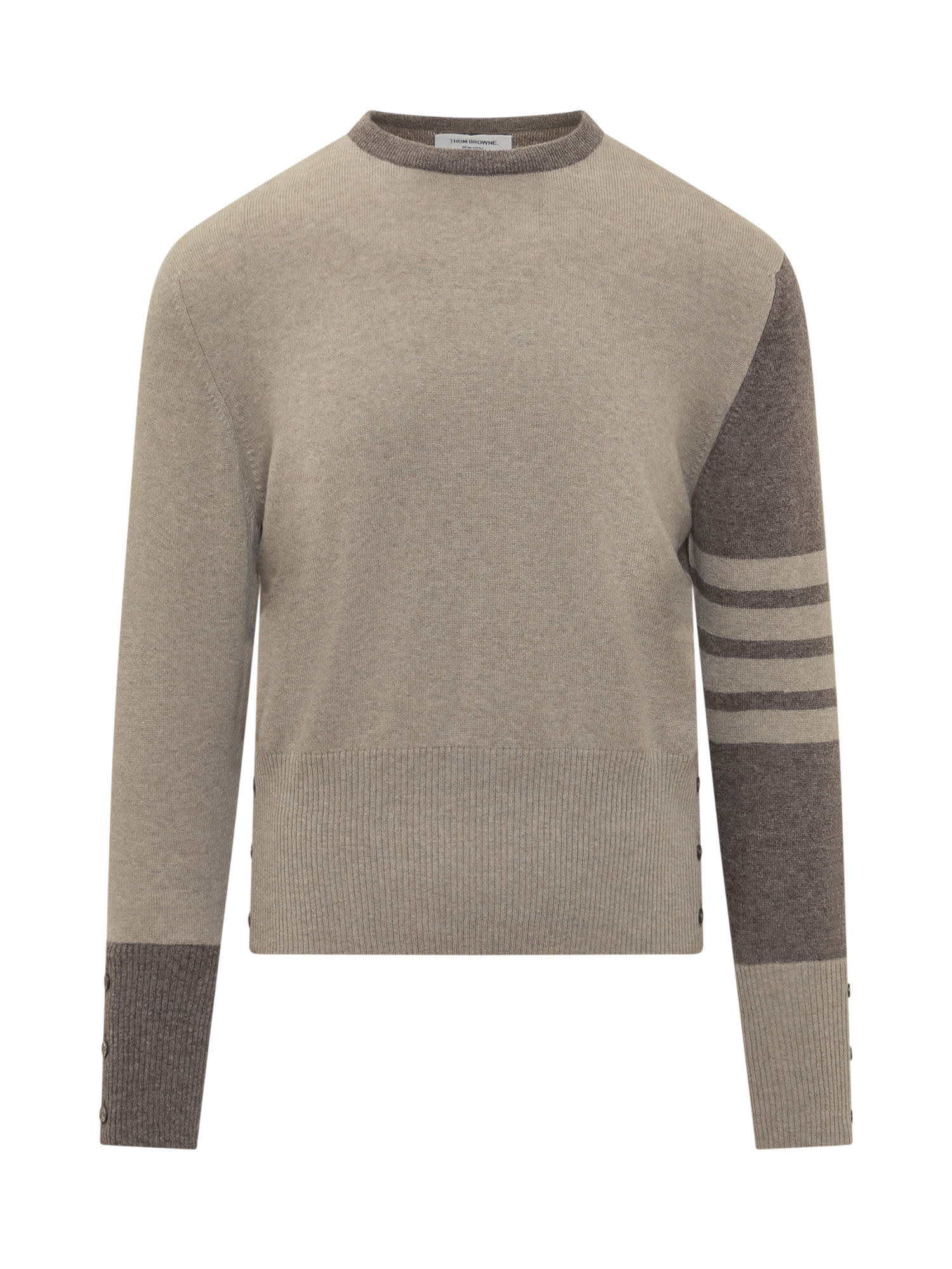Shop Thom Browne Pullover With Logo In Beige