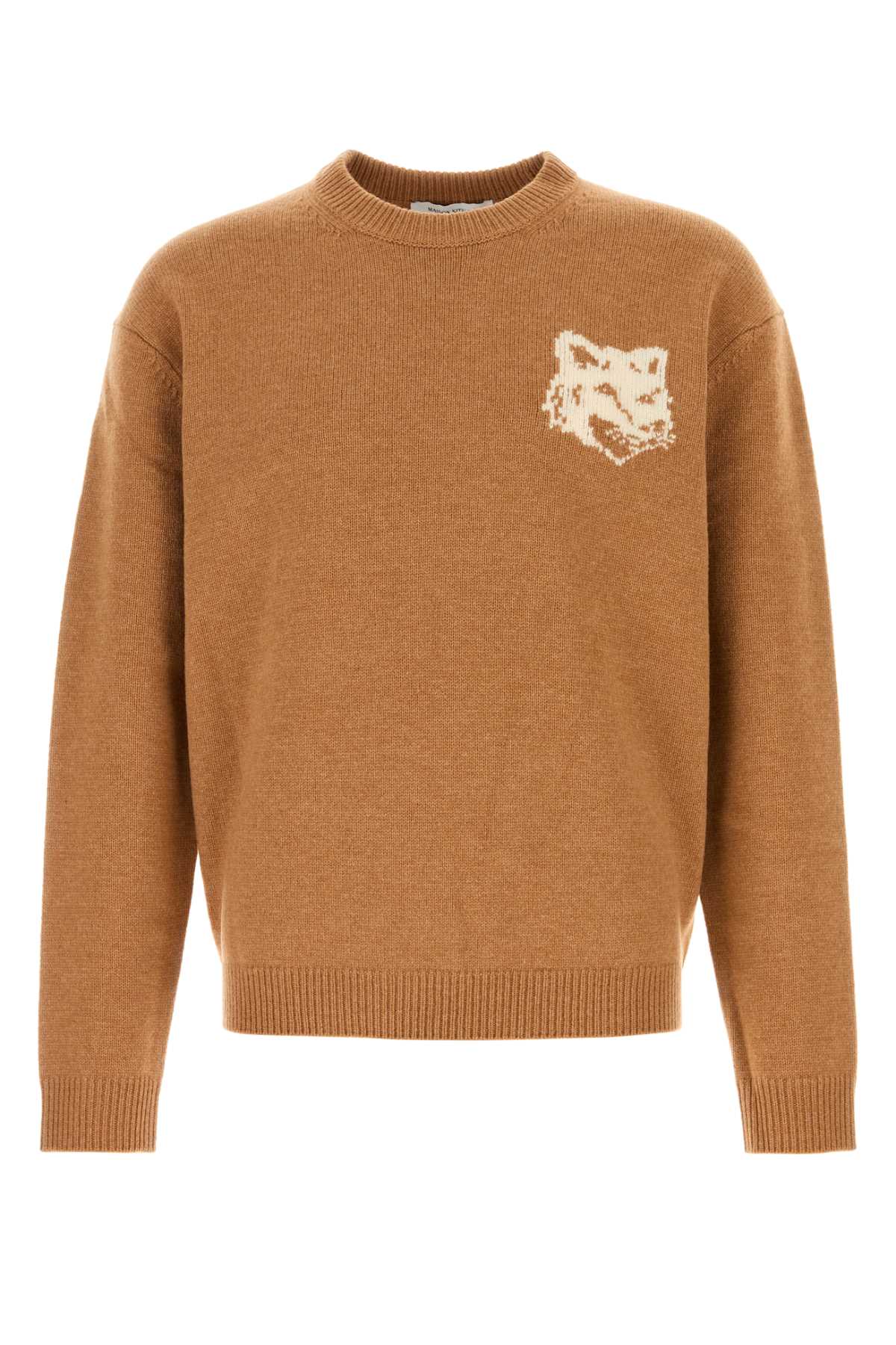 Shop Maison Kitsuné Camel Wool Sweater In Sequoia