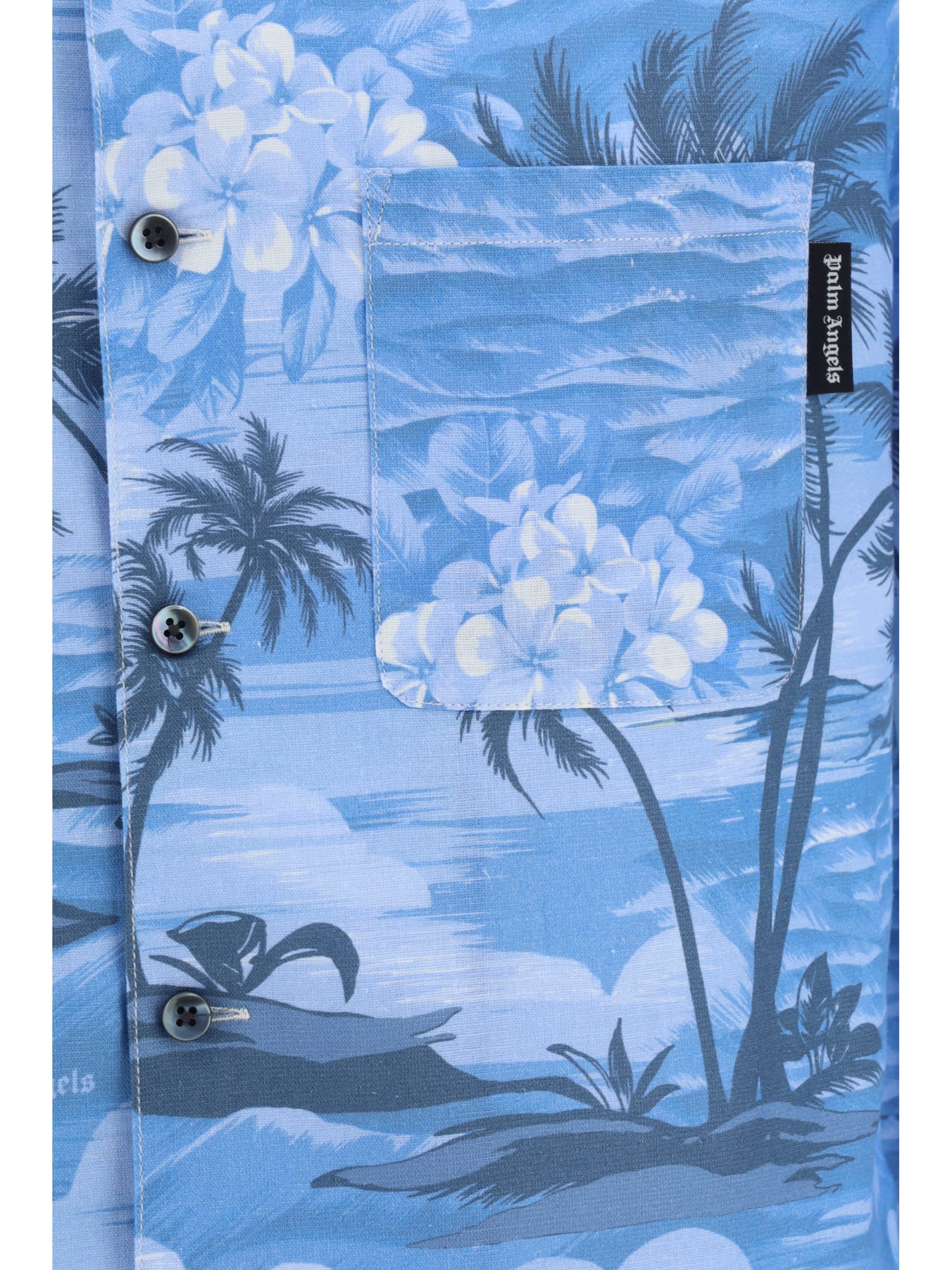 Shop Palm Angels Sunset Bowling Shirt In Indigo Blue Indigo Blue