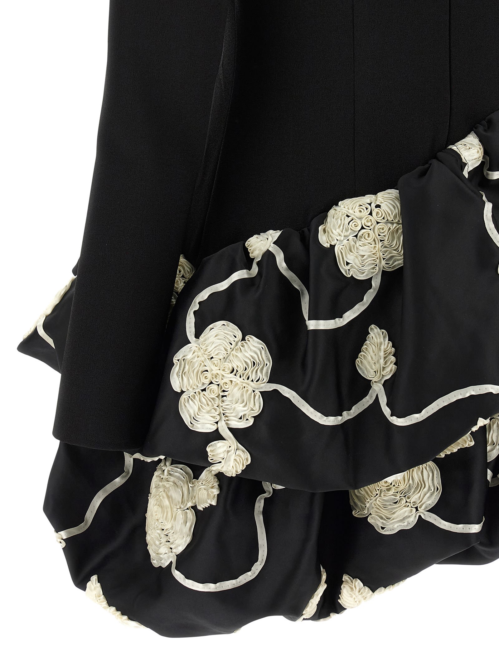 Rotate Birger Christensen Embroidered Long Sleeve Dress With Ruffled Hem In Multi