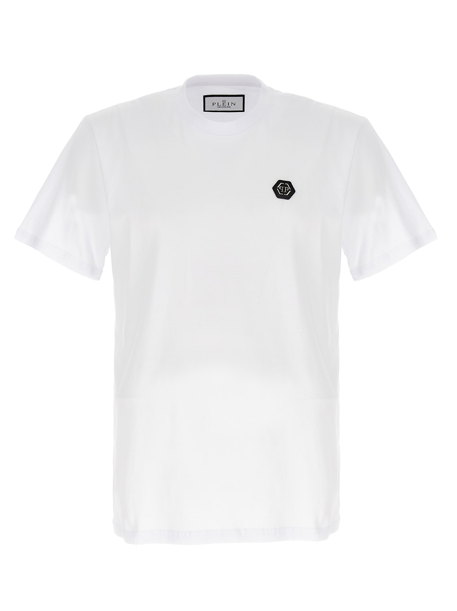 Shop Philipp Plein Logo Plaque T-shirt In Bianco