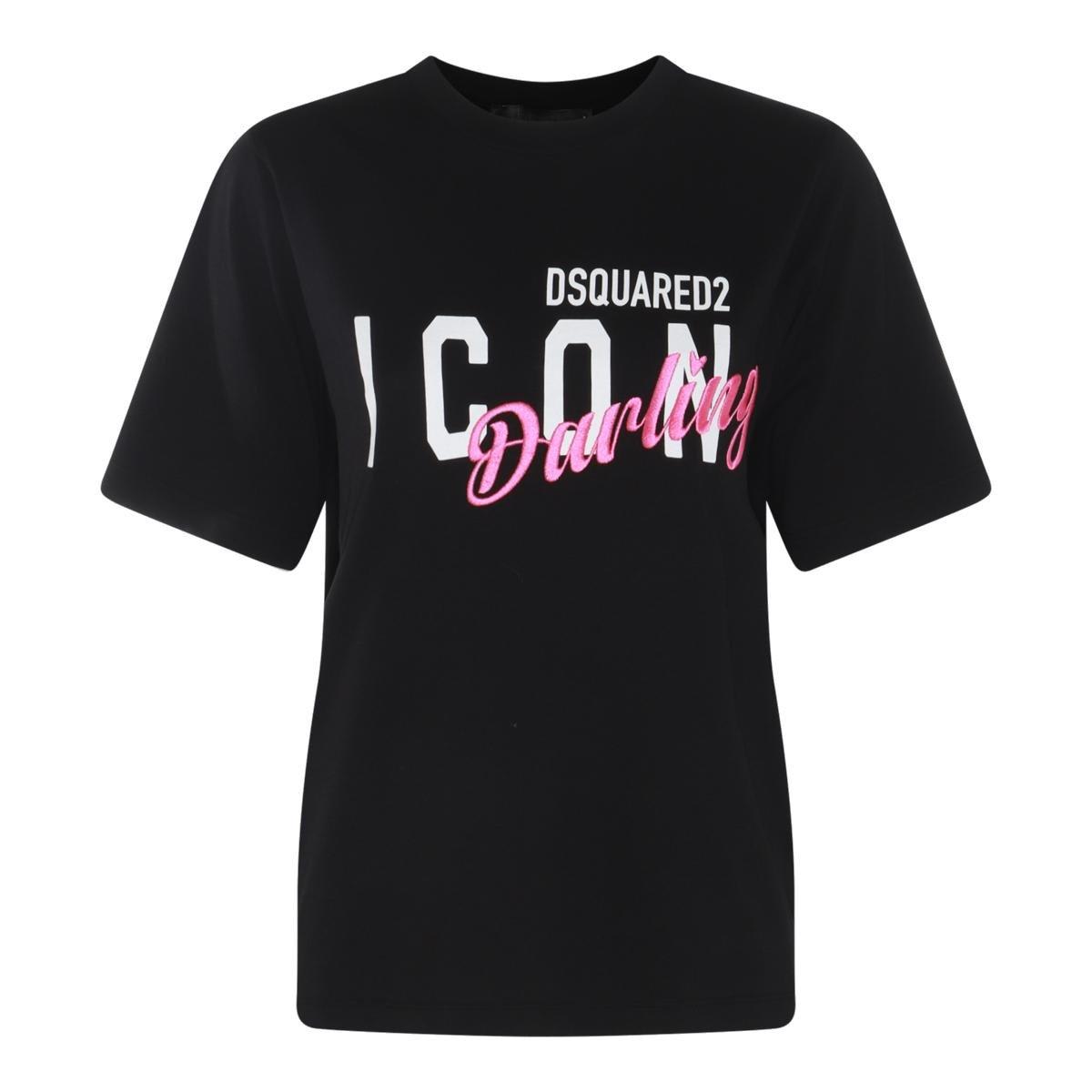Shop Dsquared2 Logo-printed Crewneck T-shirt In Black