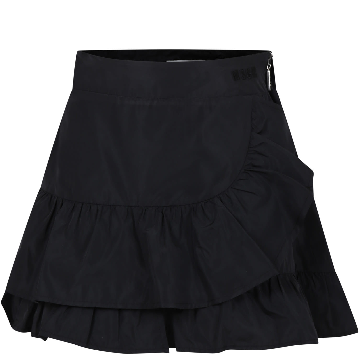 Shop Msgm Black Skirt For Girl With Logo