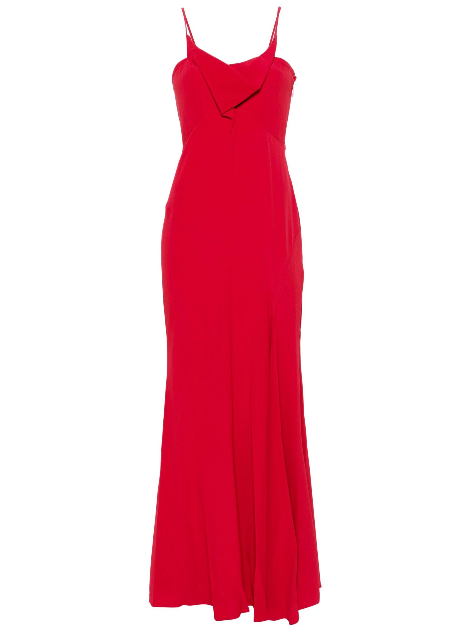 Red Silk Blend Kapri Long Dress