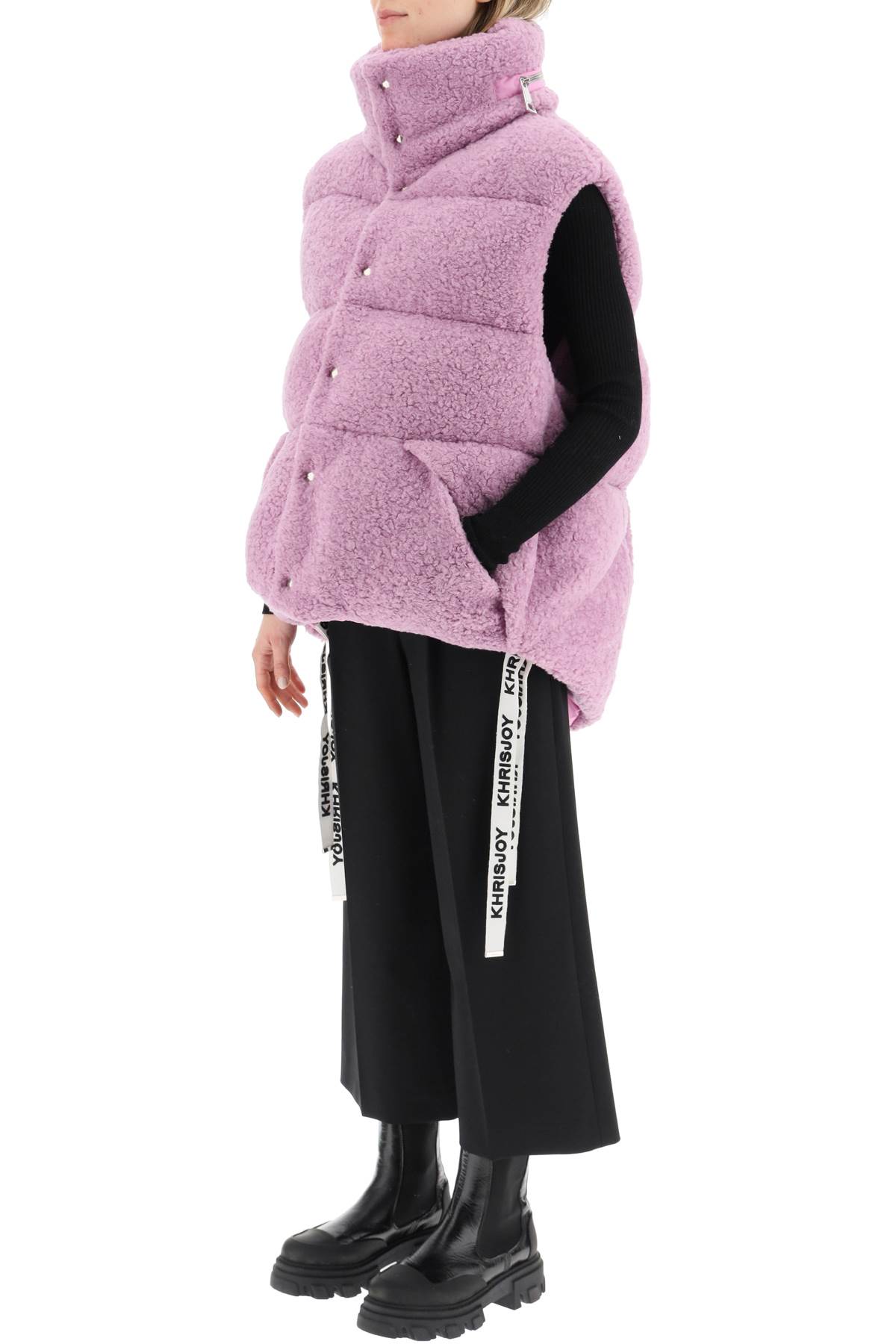 Shop Khrisjoy Padded Fleece Vest In Mauve (purple)