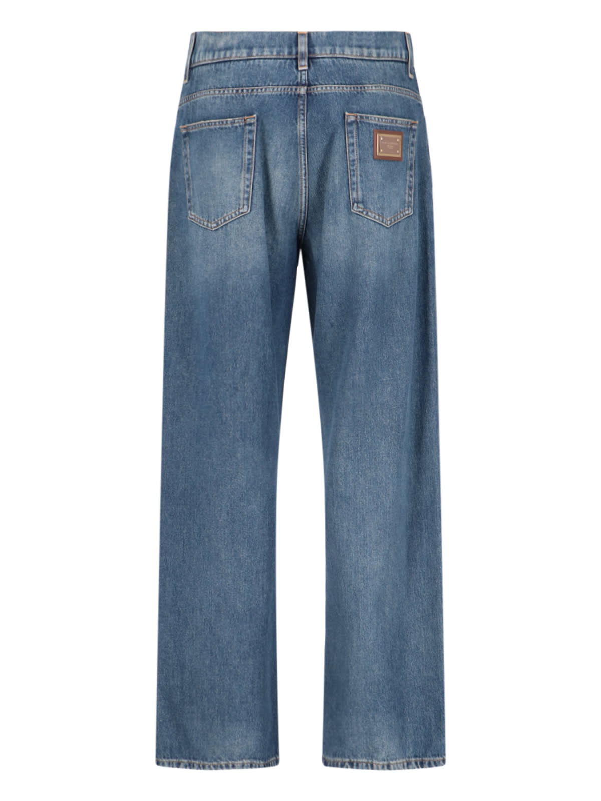 Shop Dolce & Gabbana Logo Wide Jeans In Blue