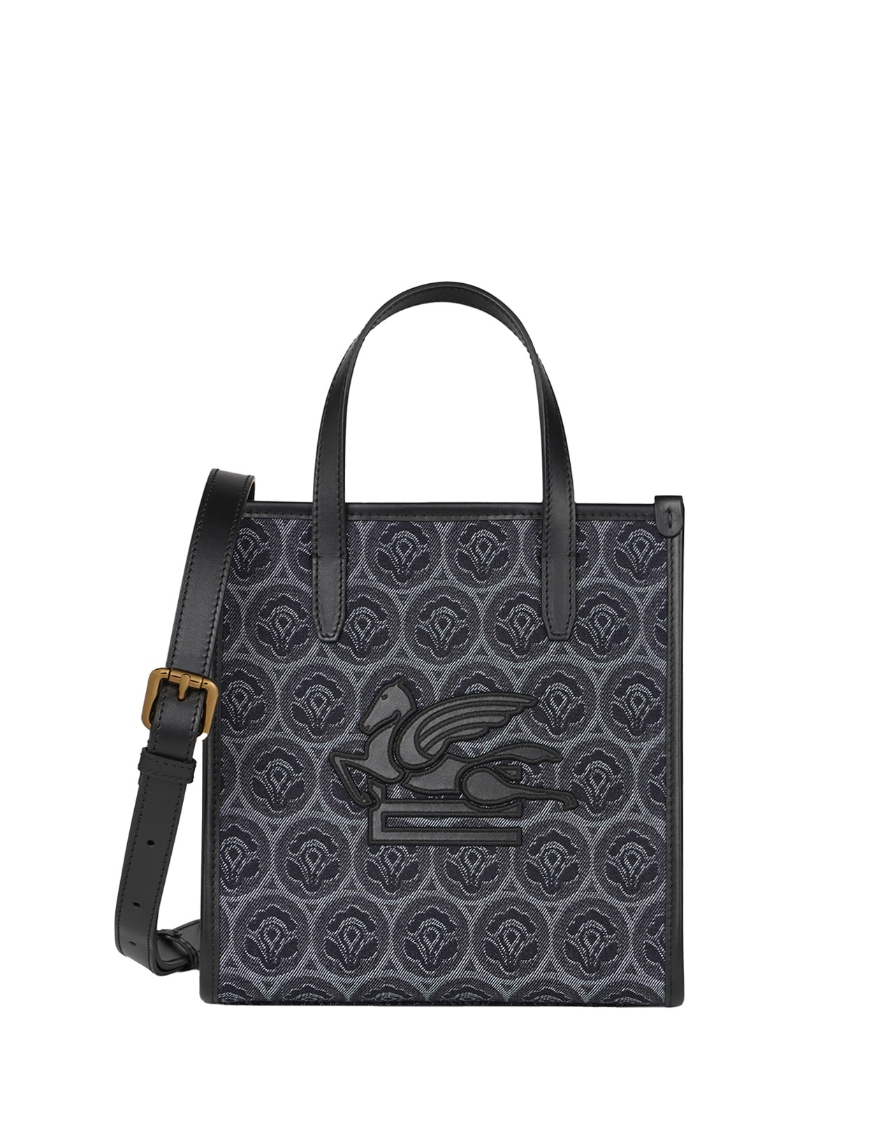 Shop Etro Love Trotter Medium Bag In Blue Jacquard Denim