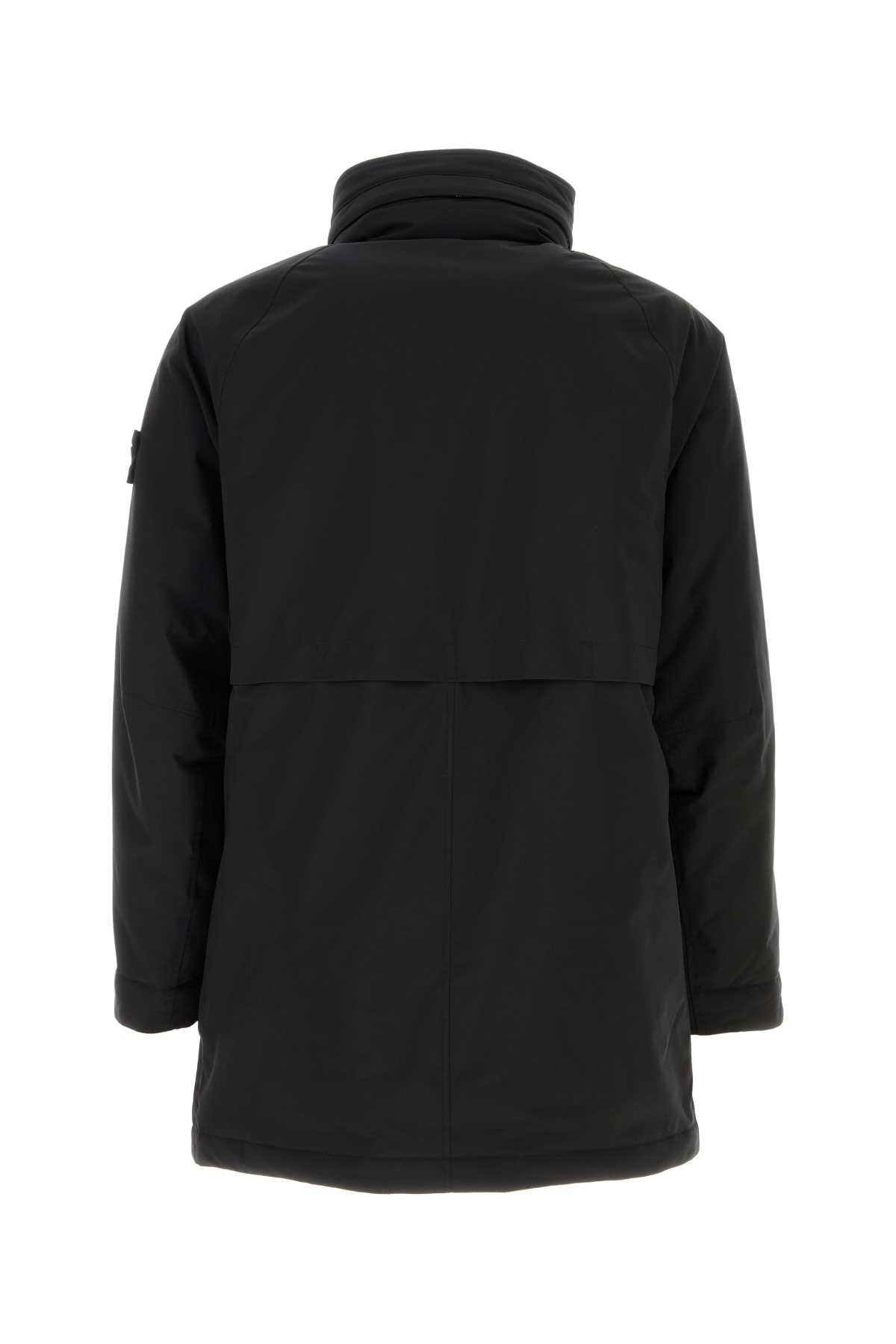Stone Island Black Stretch Polyester Padded Jacket In Black