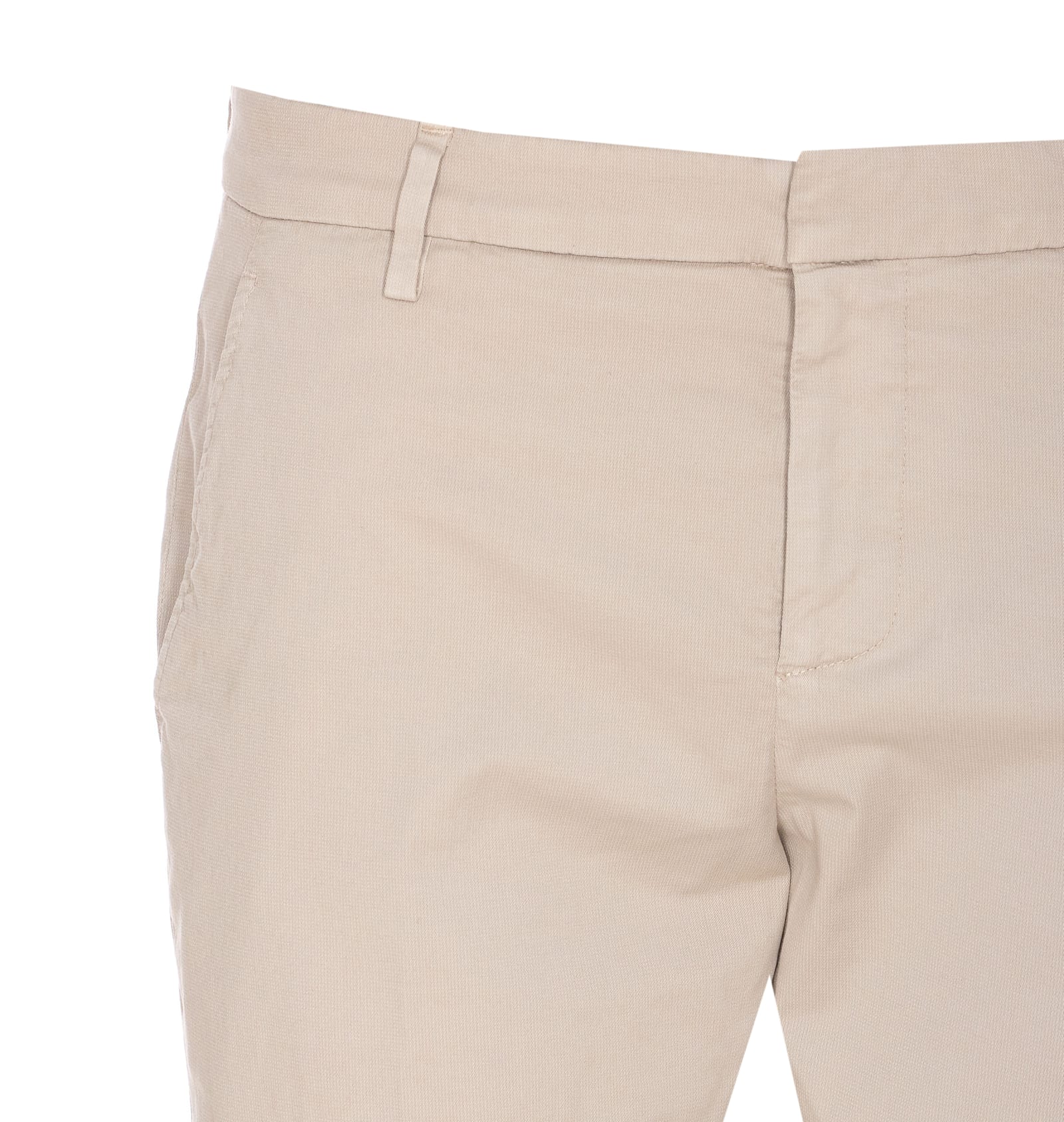 Dondup Trousers With Back Pockets And Button Detail In Neutral
