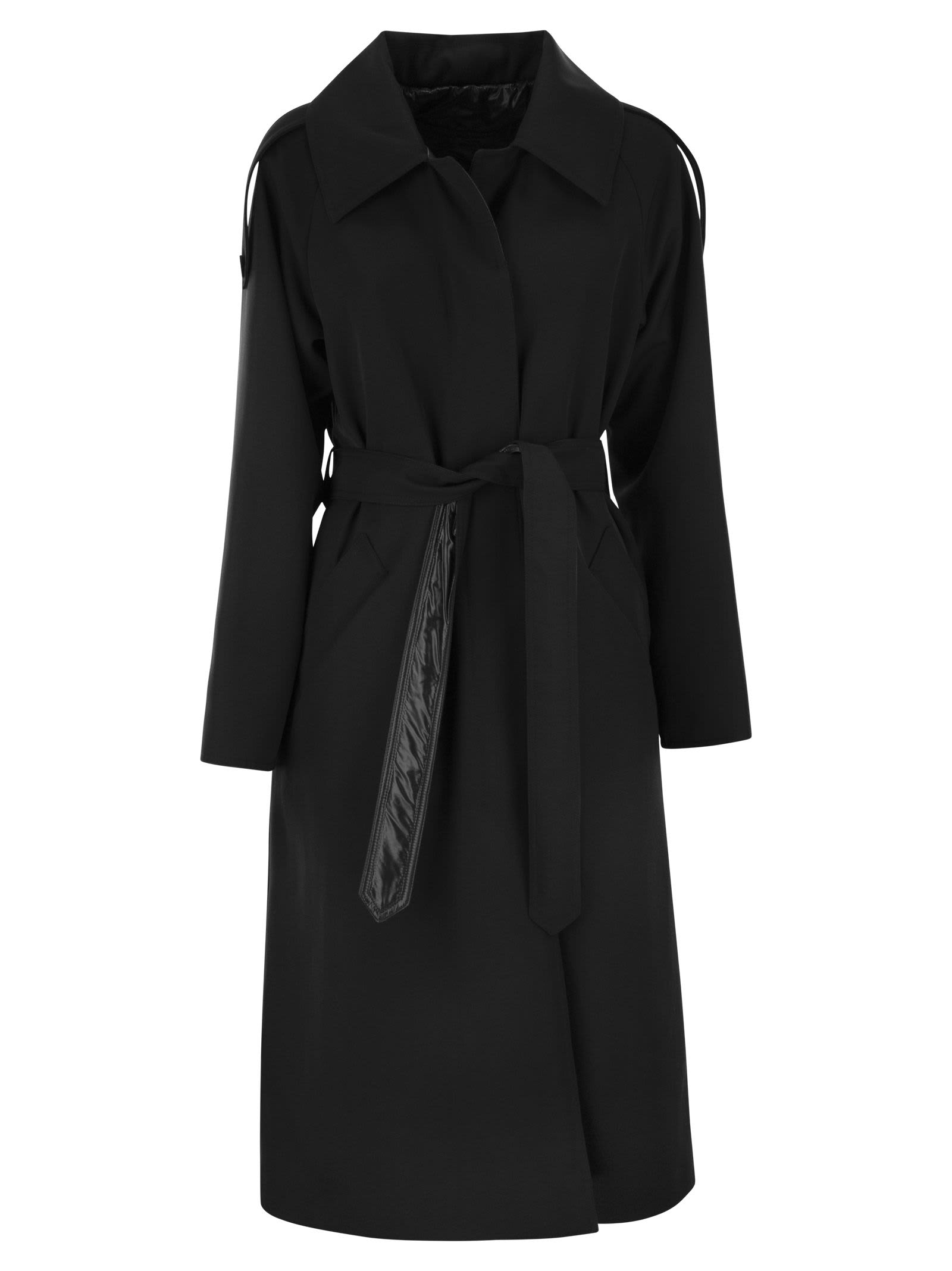 HERNO REVERSIBLE COAT IN WOOL AND NYLON BLEND 