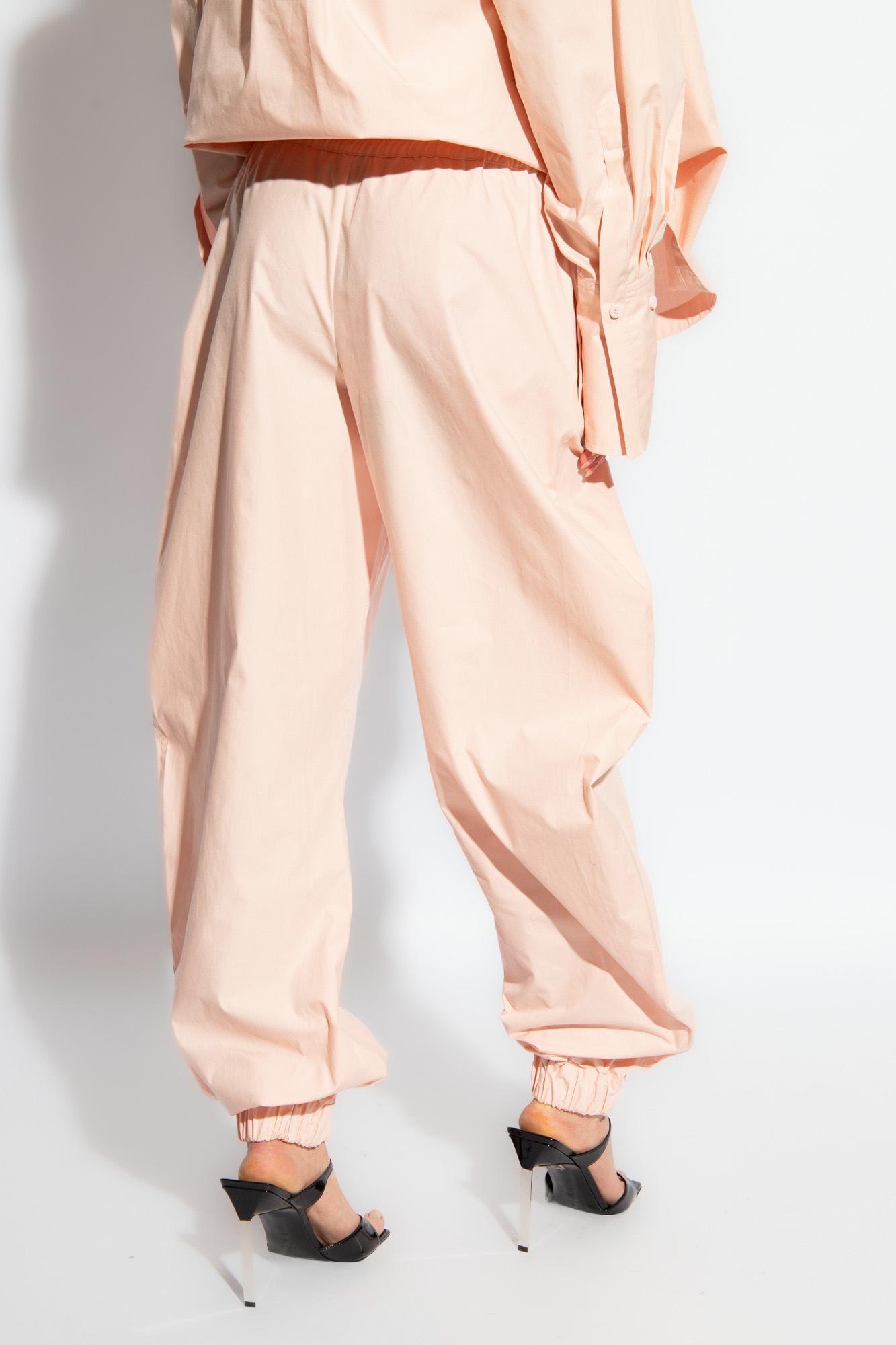 Shop Attico The  Trousers With Logo In Powder