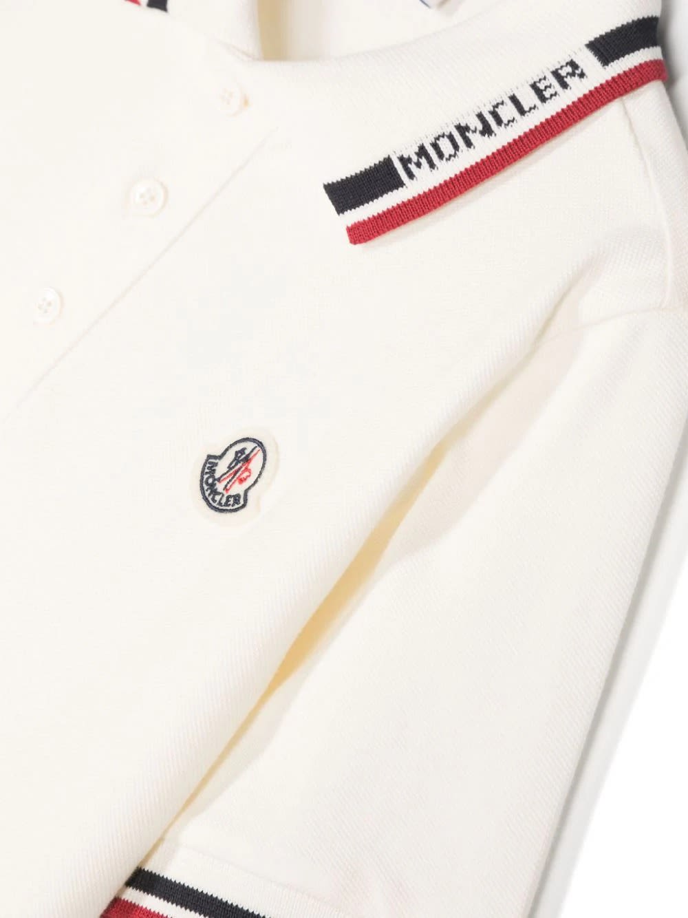 Shop Moncler White Polo Shirt With Tricolour Finish