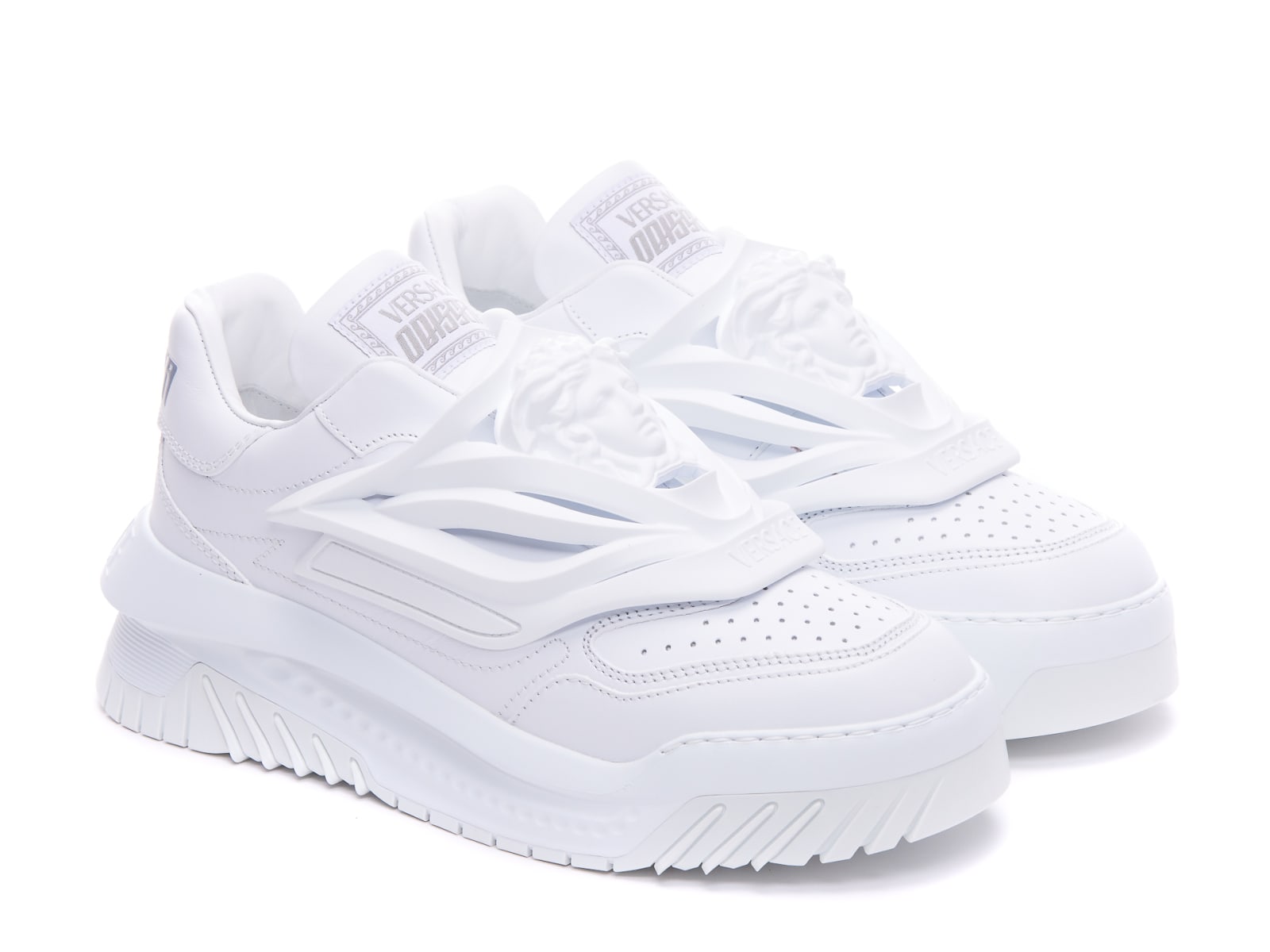 Shop Versace Odissea Sneakers In White