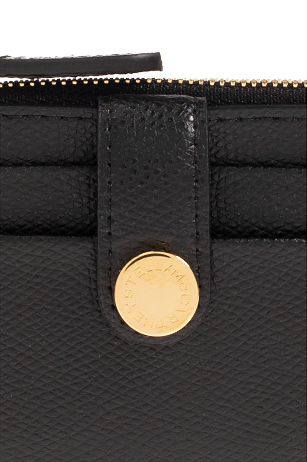 Shop Stella Mccartney Logo-plaque Zip-pocket Card Holder In Black