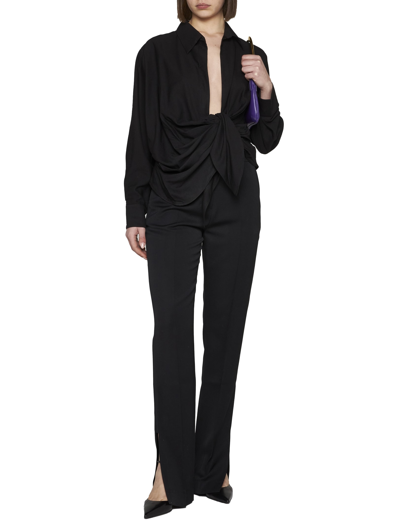 Jacquemus Tibau Wool Trousers In Black