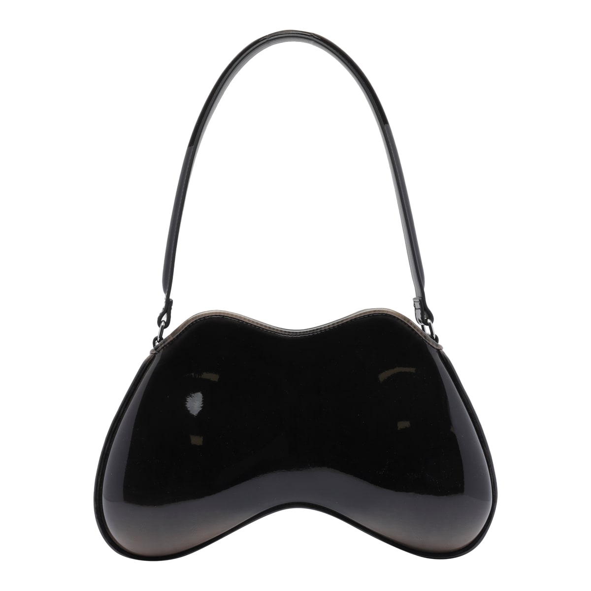 Diesel Double D Patent Shoulder Bag In Black