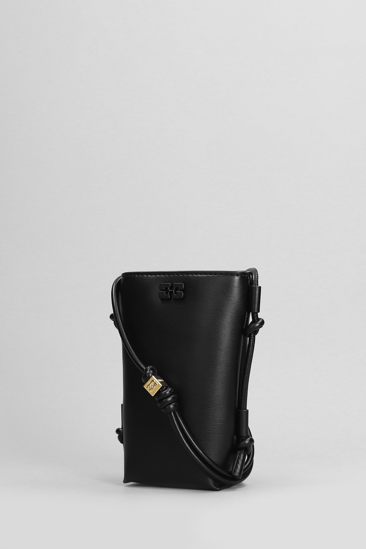 Shop Ganni Bou Crossbody Shoulder Bag In Black Leather