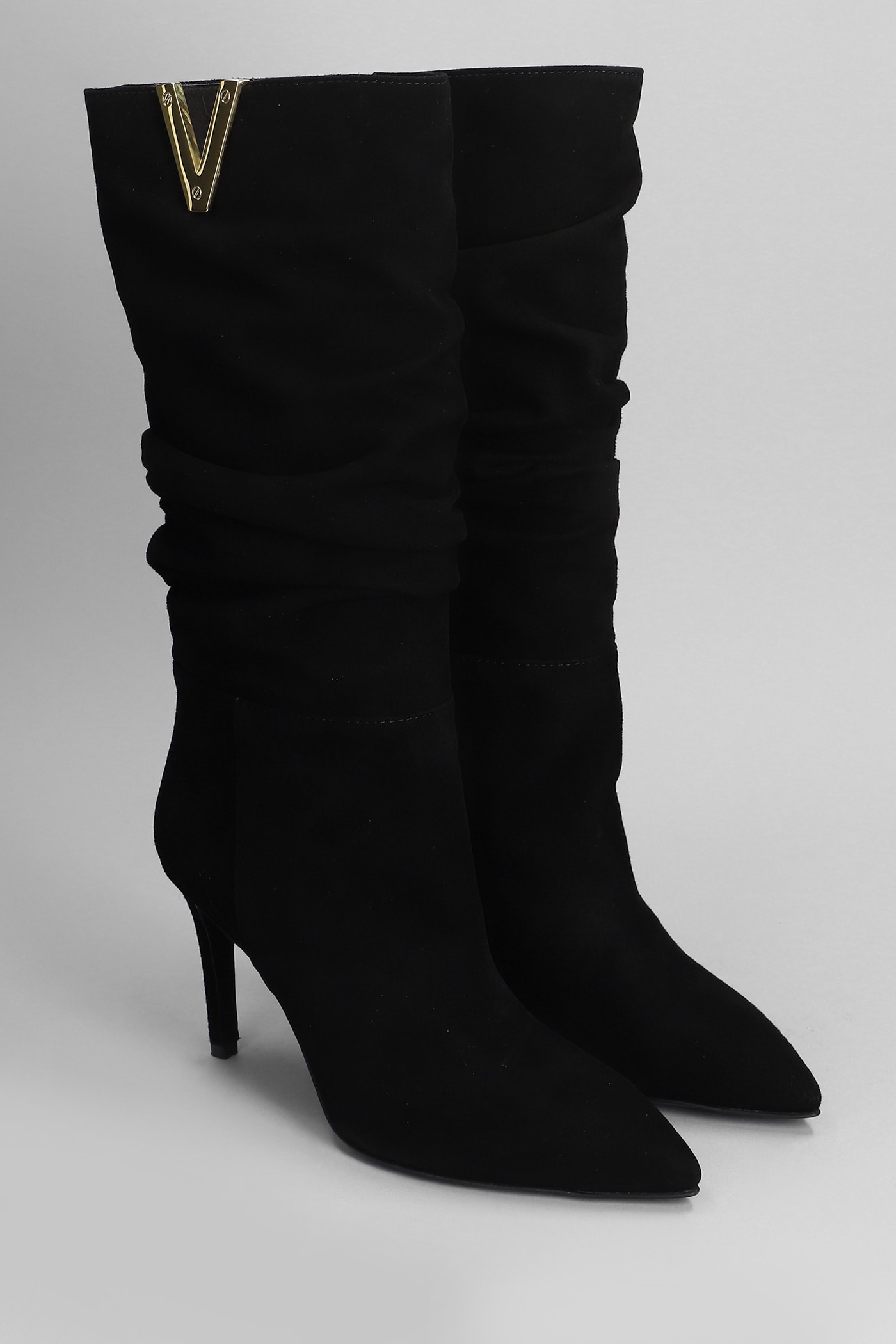 Shop Via Roma 15 High Heels Boots In Black Suede