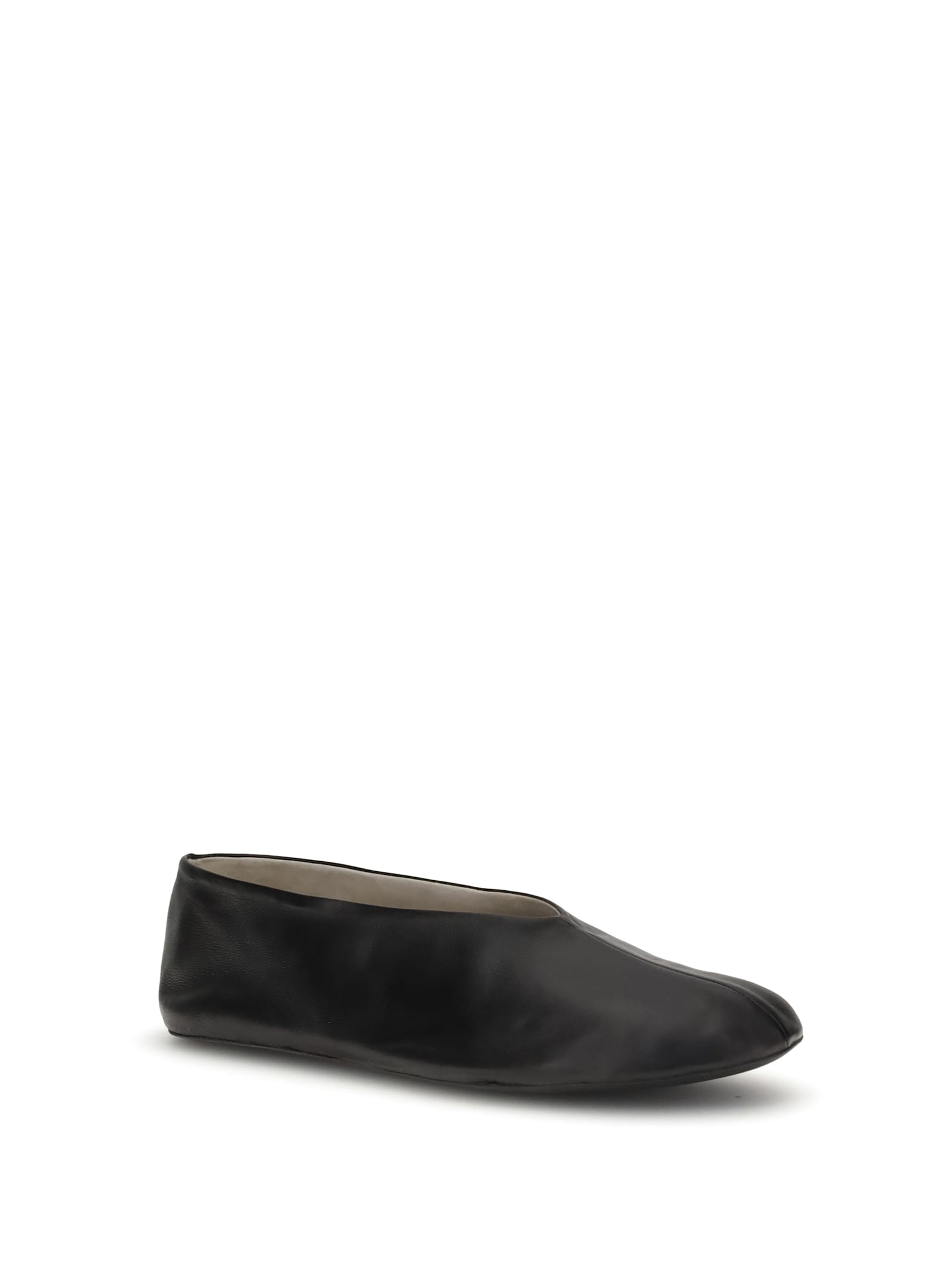 The Row Stella Slipper Leather Ballerinas In Black