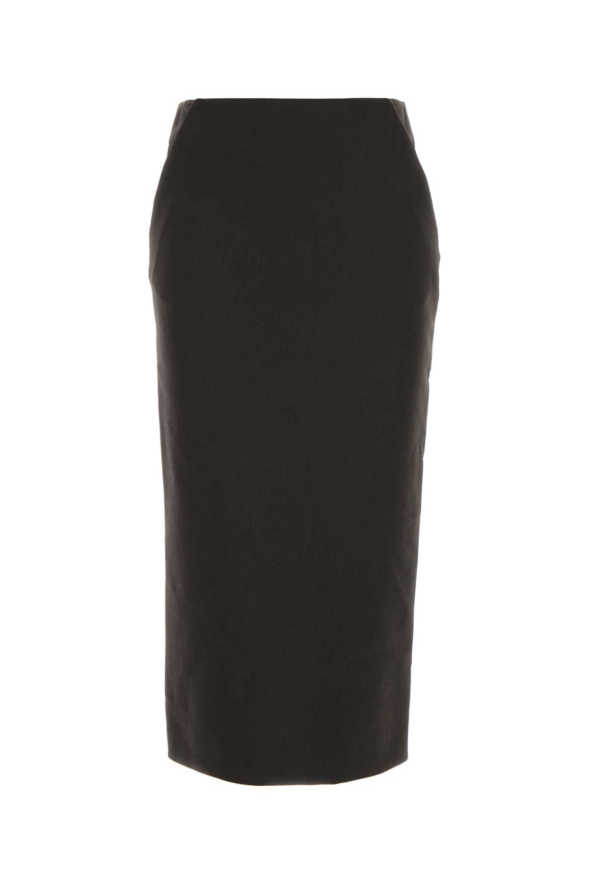 Dark Brown Stretch Wool Skirt
