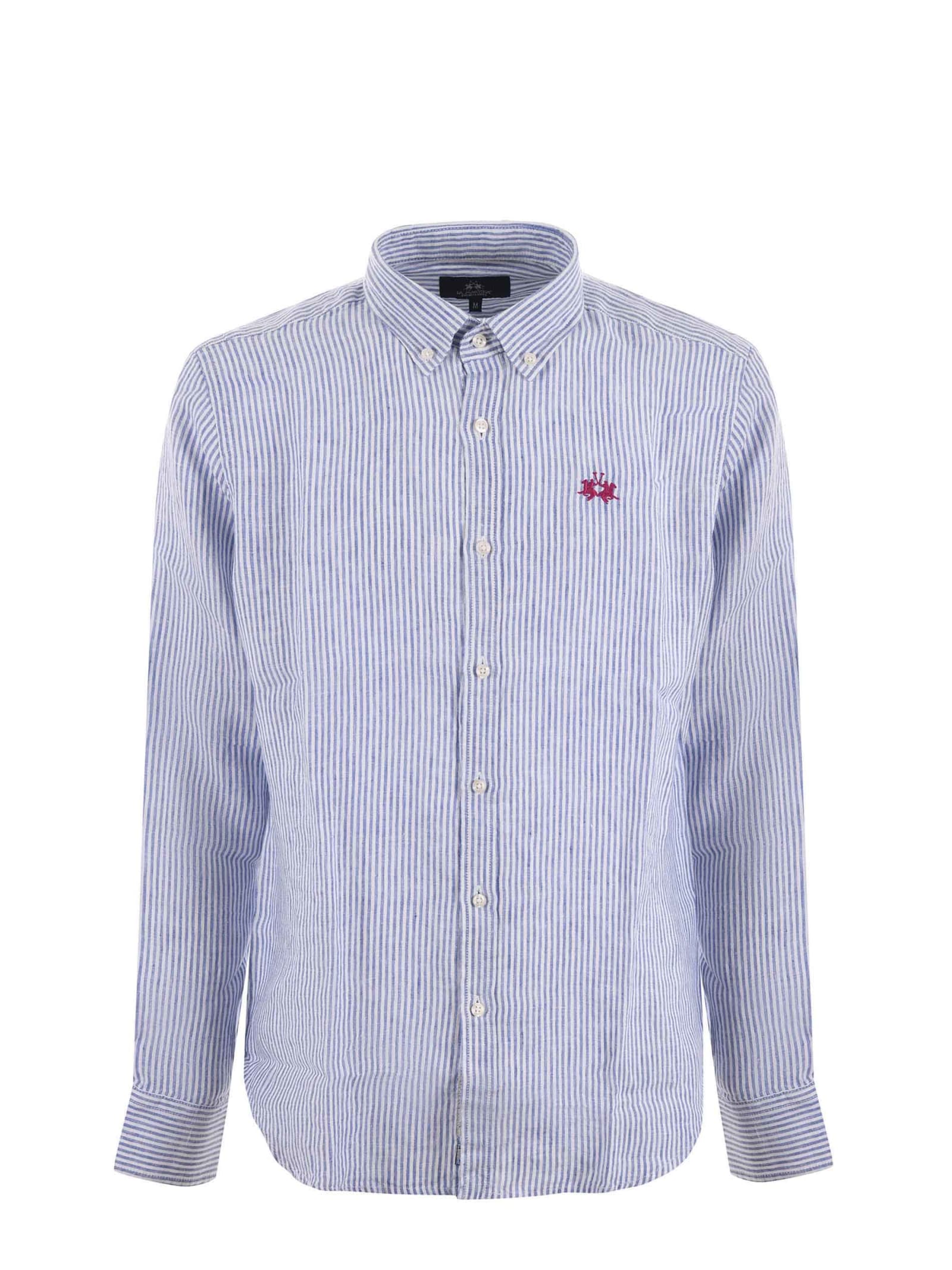 Shop La Martina Shirt In Azzurro/bianco