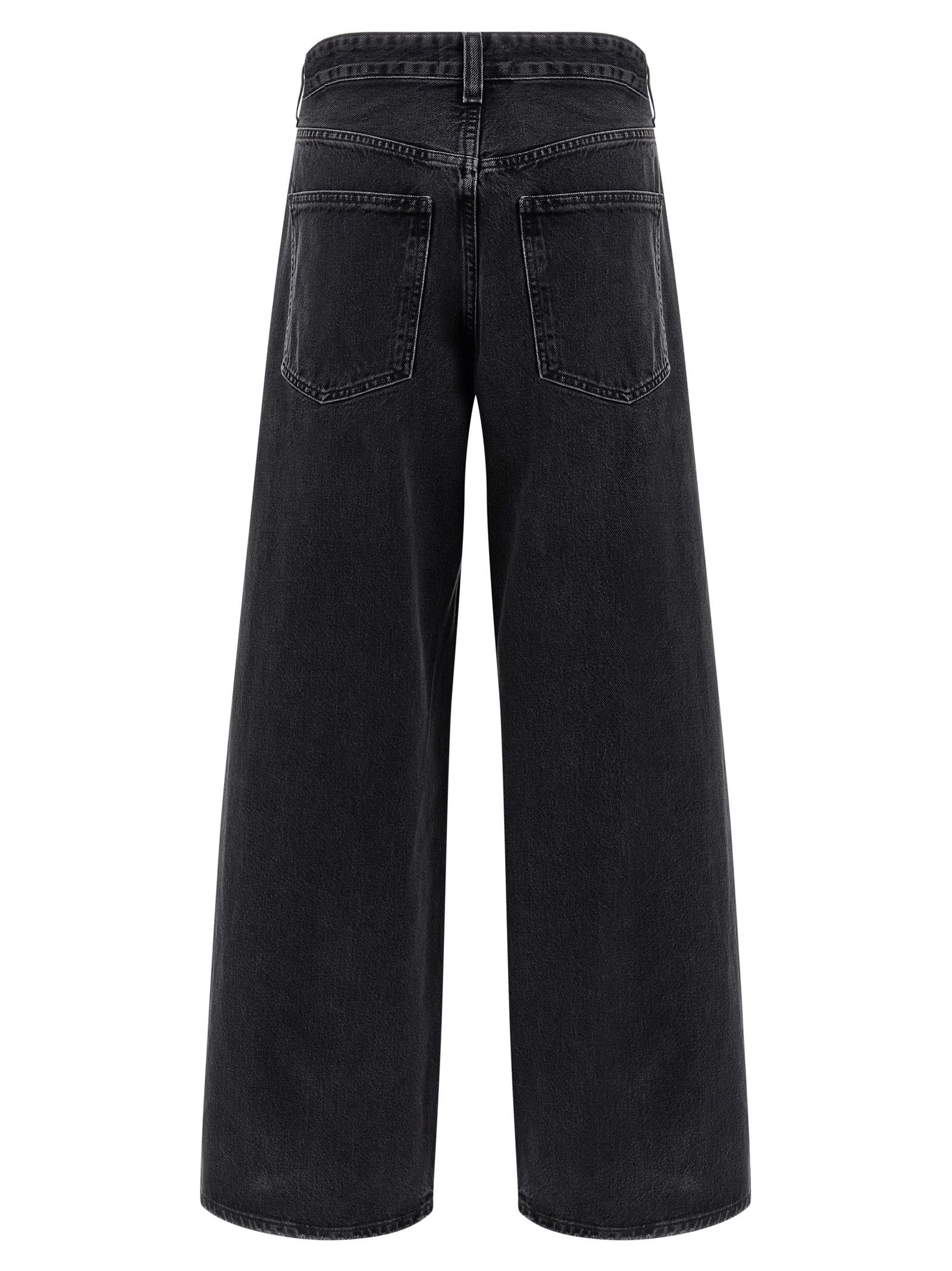 Agolde Vana Black Low-crotch Jeans With Book Closure In Denim Woman In Black