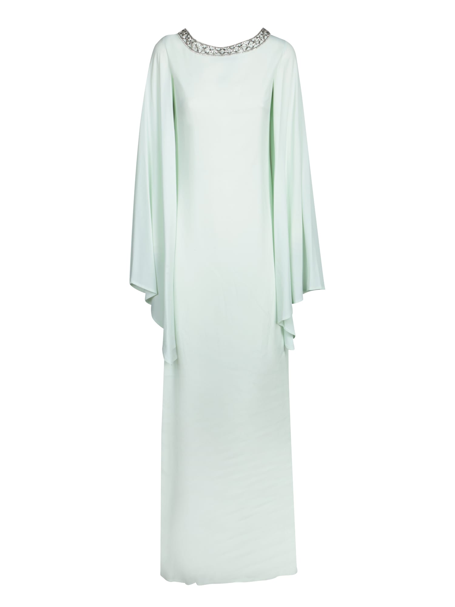 Amen Aqua Green Kaftan Dress With Crystal-embellished Neckline In Green
